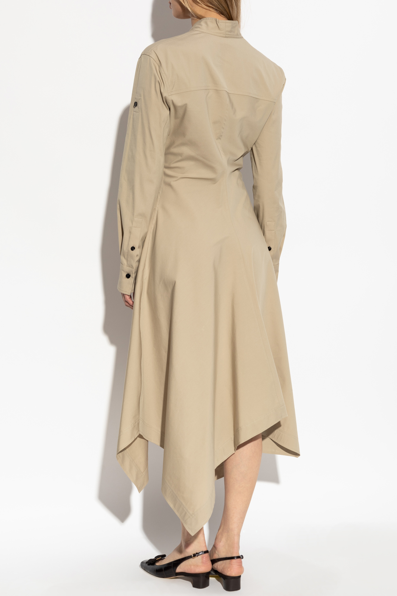 Ferragamo Button-up Midi Shirt Dress In Nude