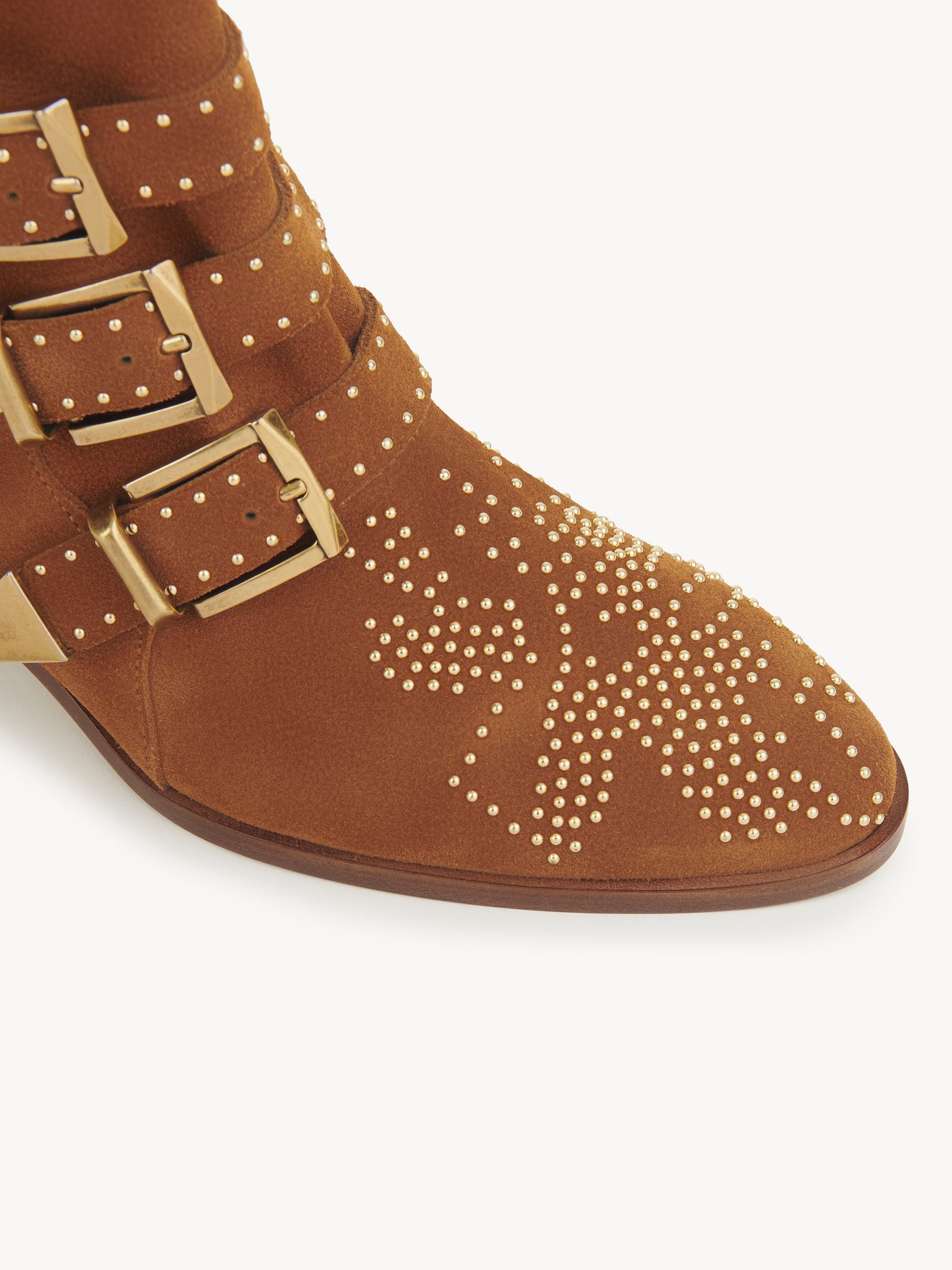 Chloé Women Ginger Brown Nubuck Cowhide Susanna Ankle Boots In Brown