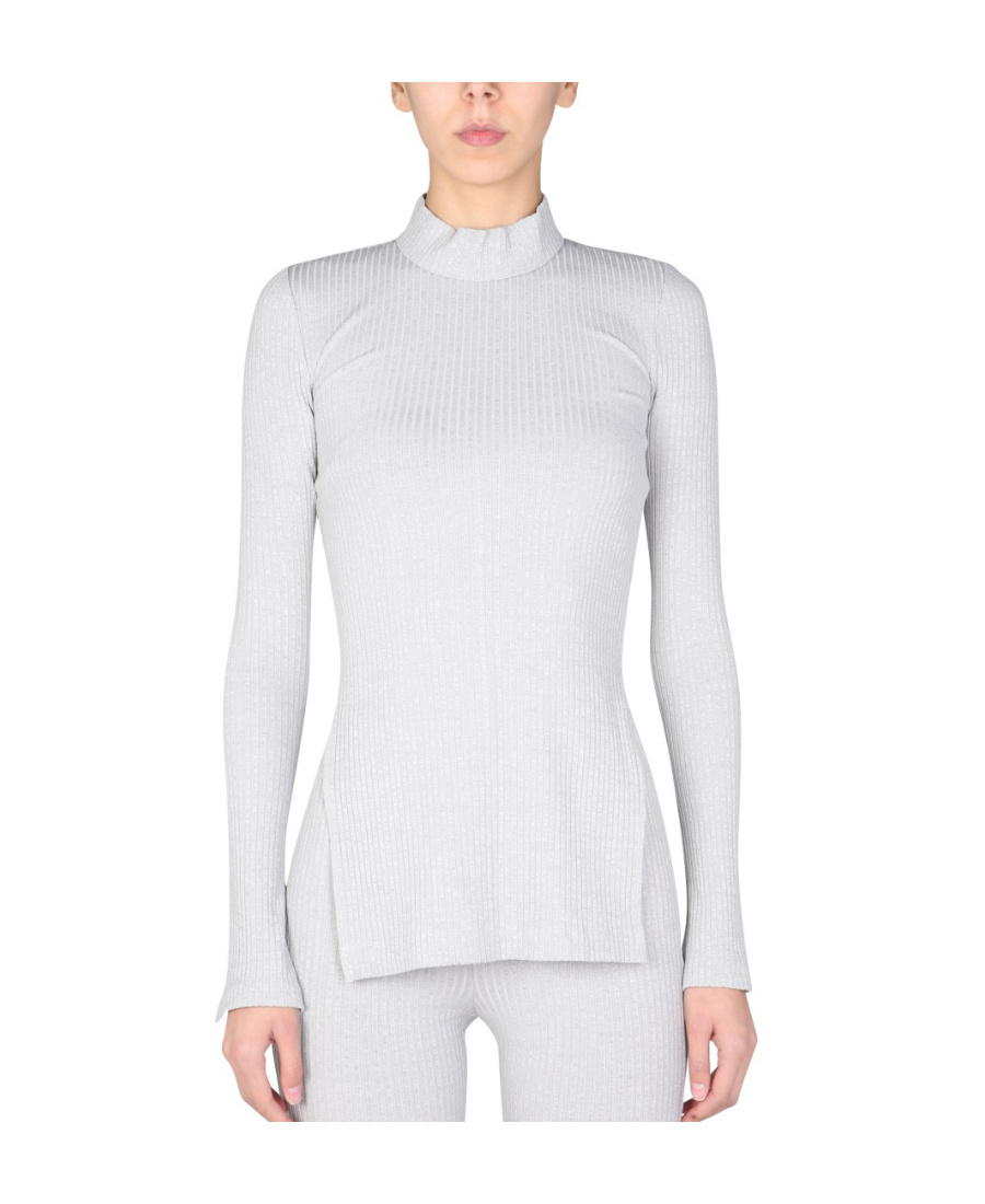 HELMUT LANG HELMUT LANG MOCK NECK RIBBED KNIT TOP