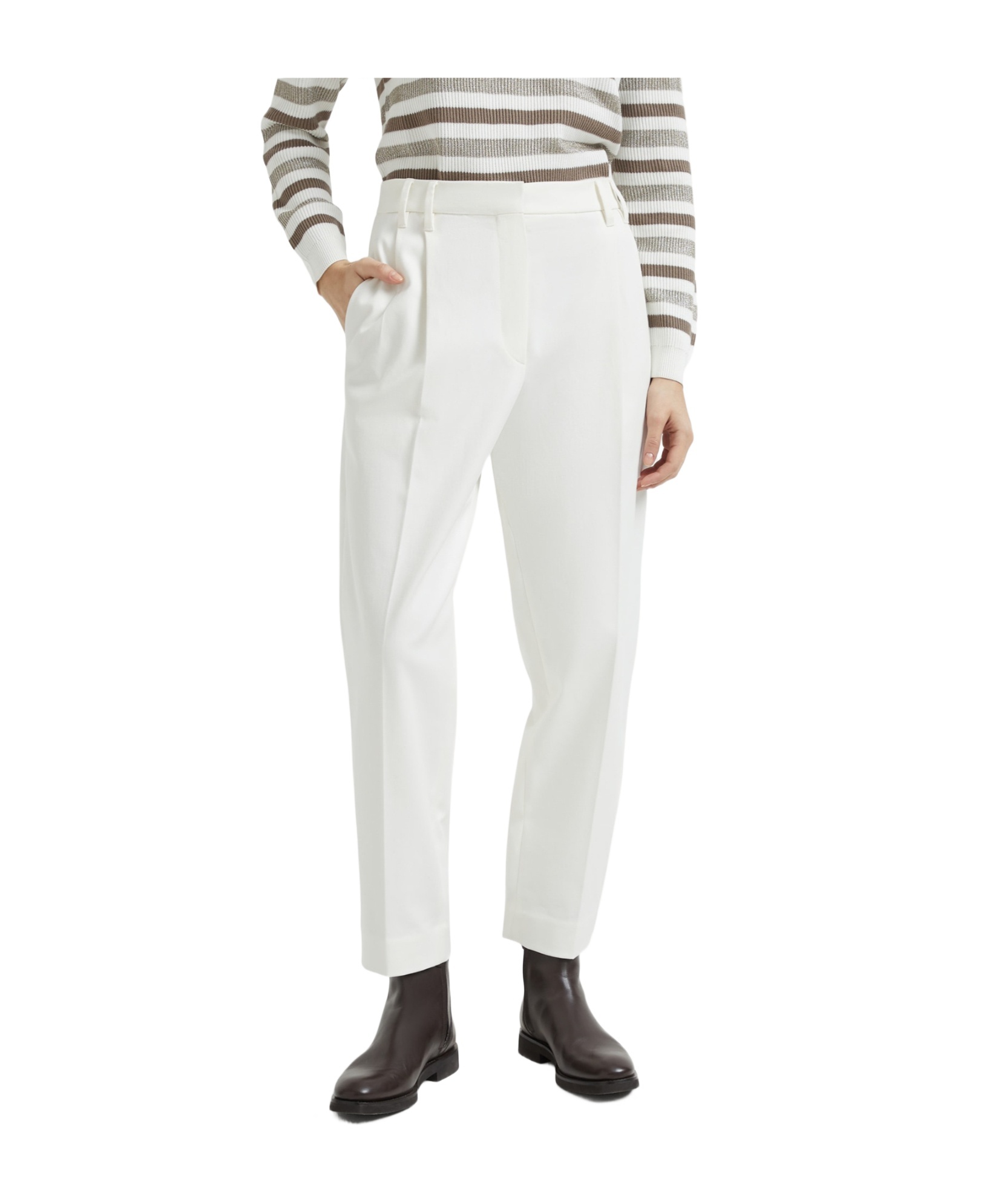 Brunello Cucinelli Slouchy Cropped Trousers In White