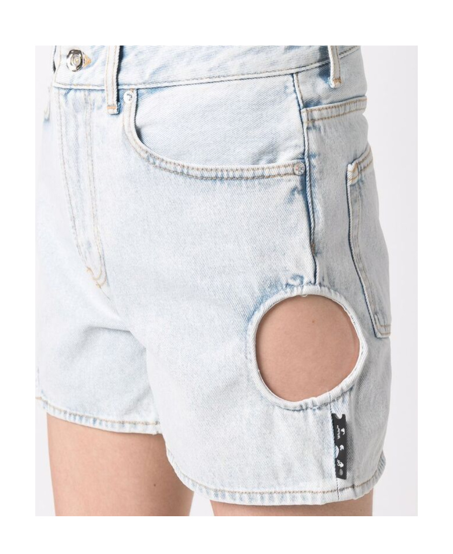 Off-white Meteor Straight Cotton Denim Shorts In White
