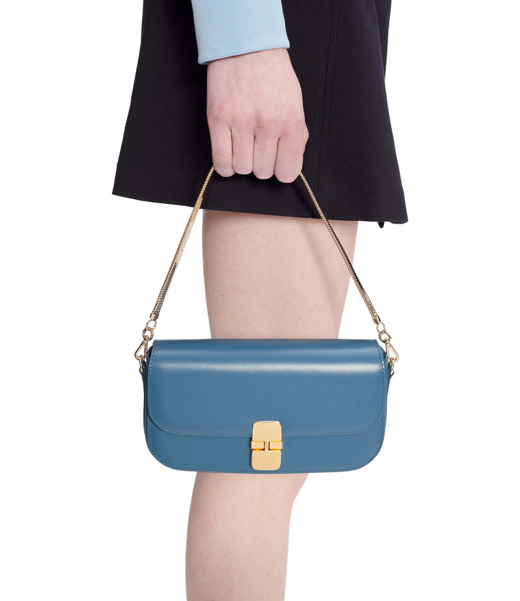 Shop Apc Grace Chaine Leather Clutch Bag In Blue