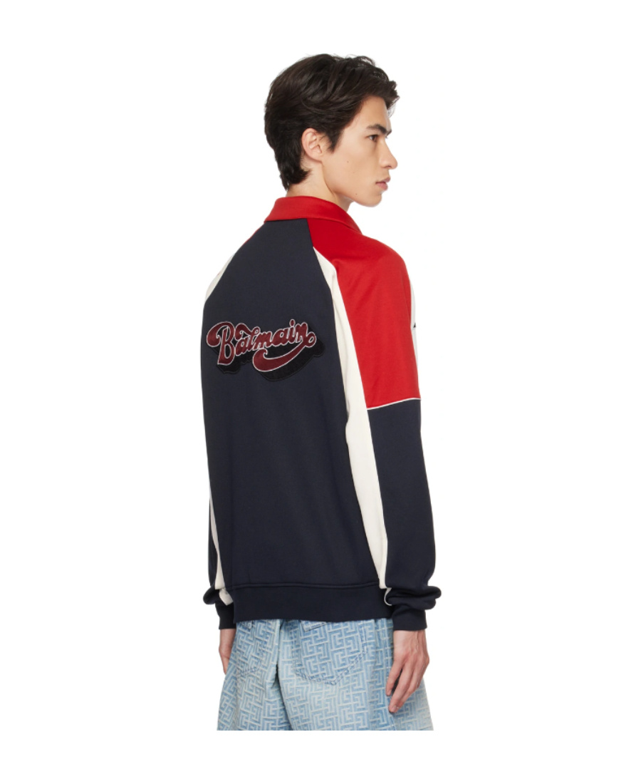Balmain Spliced Zipper Casual Jacket In Black