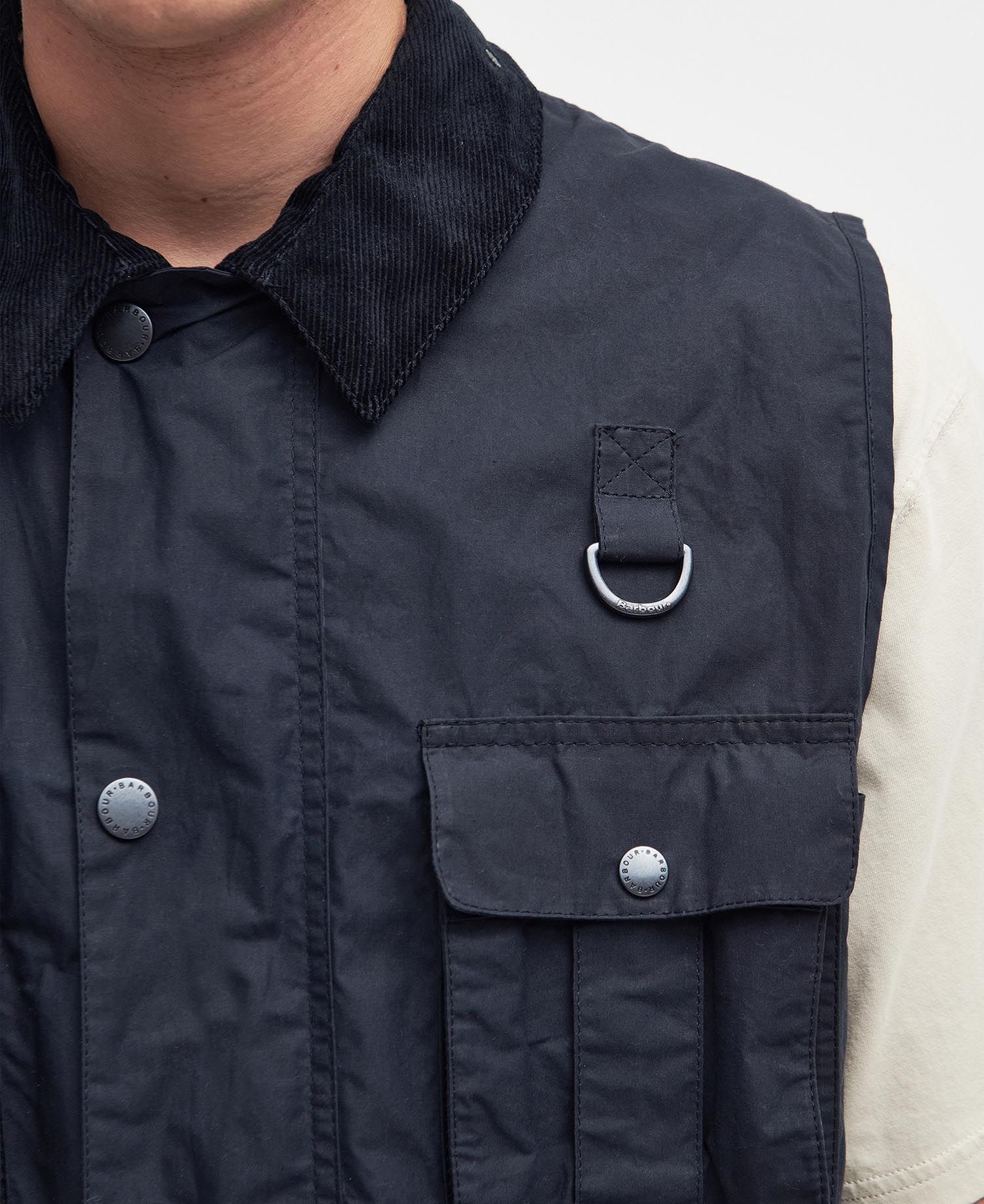 Barbour Utility-inspired Blue Gilet With Embroidered Logo In Black