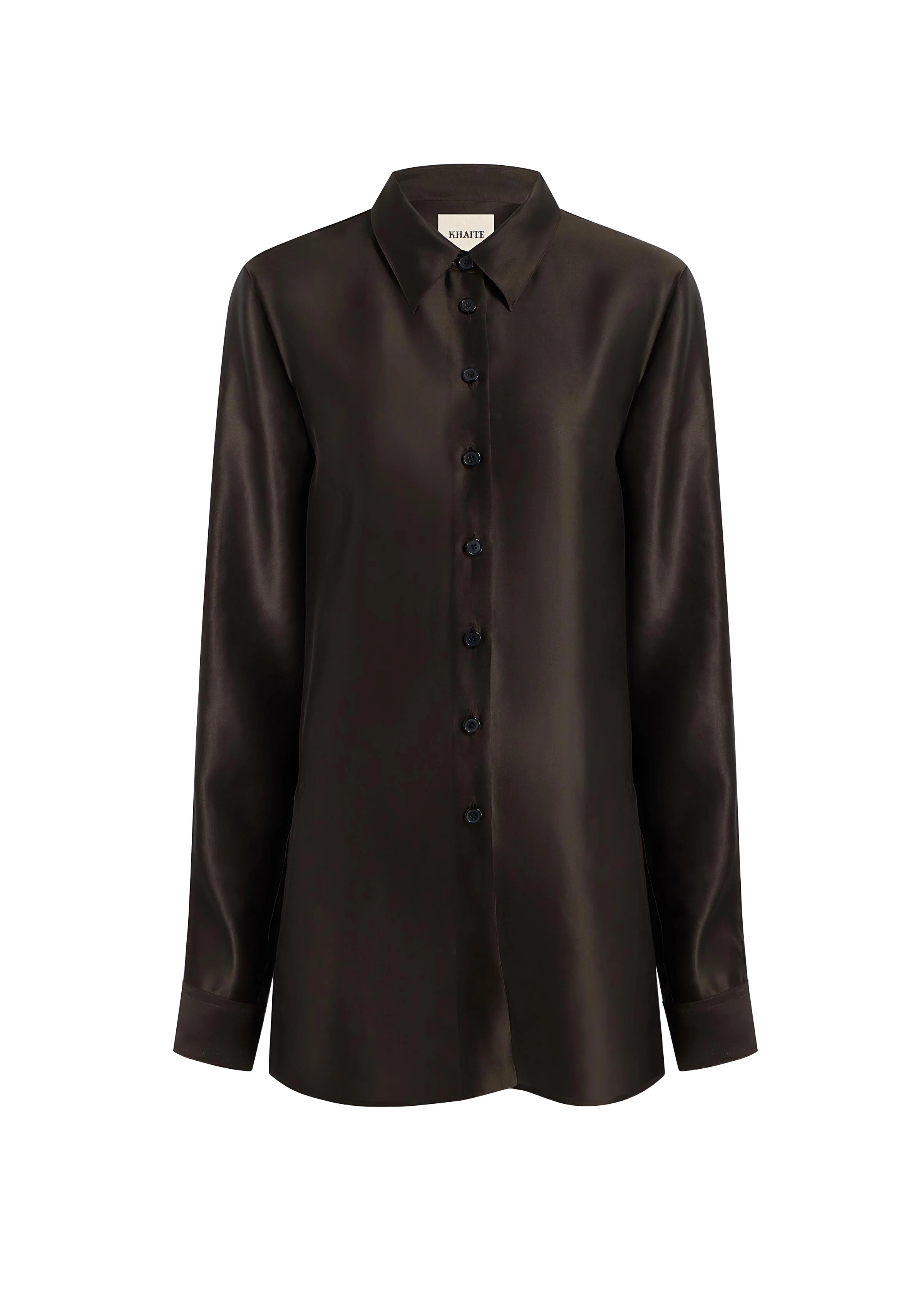 Khaite Auryn Button-down Twill Top In Brown