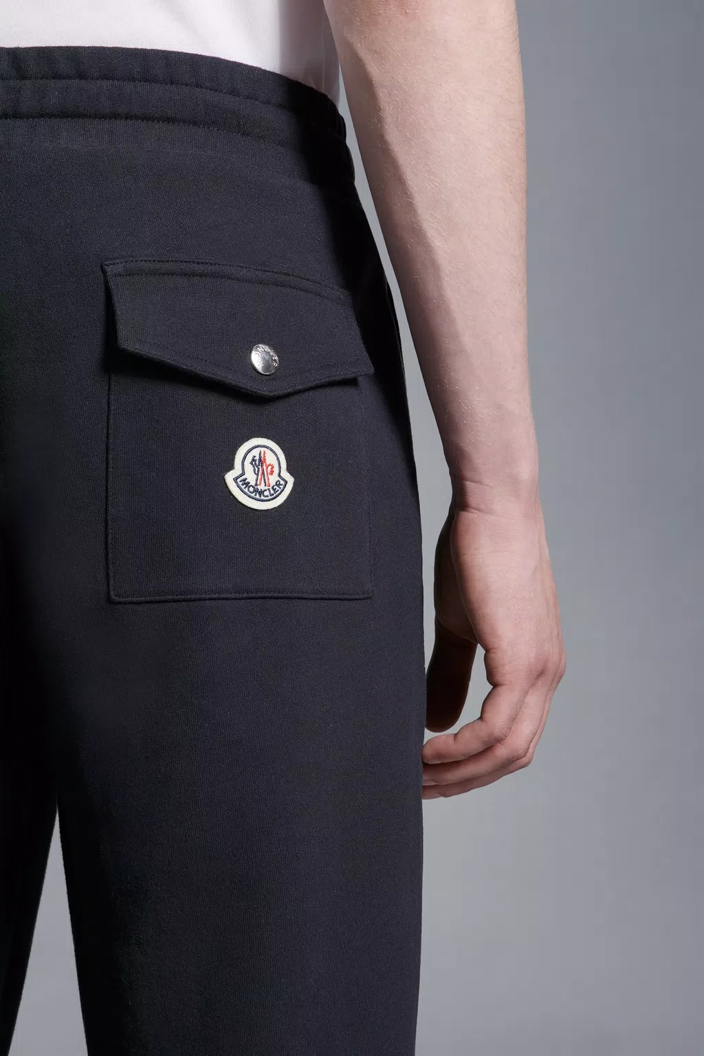 Moncler Blue Tricolour Accent Cotton Track Pants In Blue
