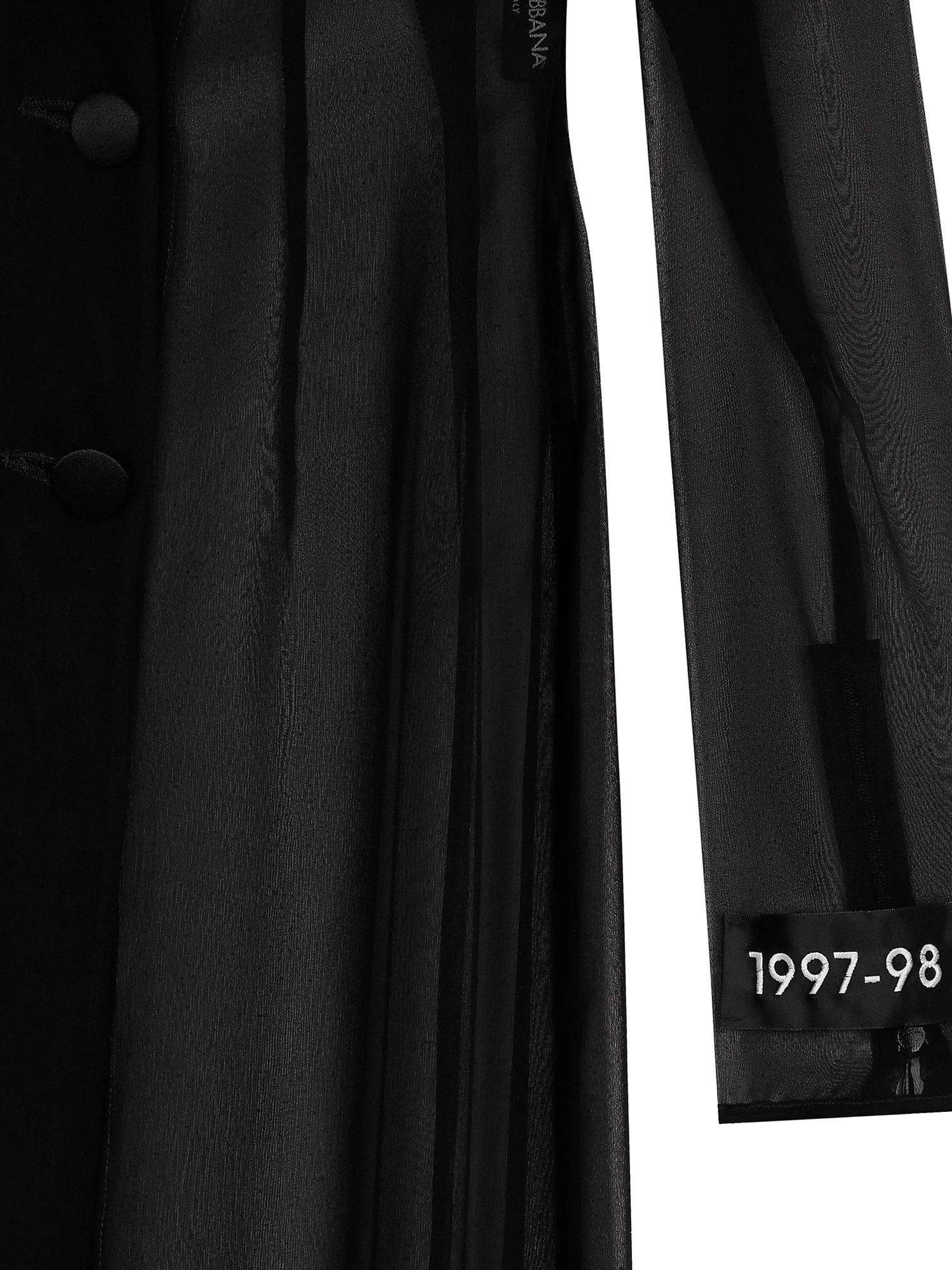 Dolce & Gabbana Black Silk Scarf-lapel Dress With Long Sleeves In Black