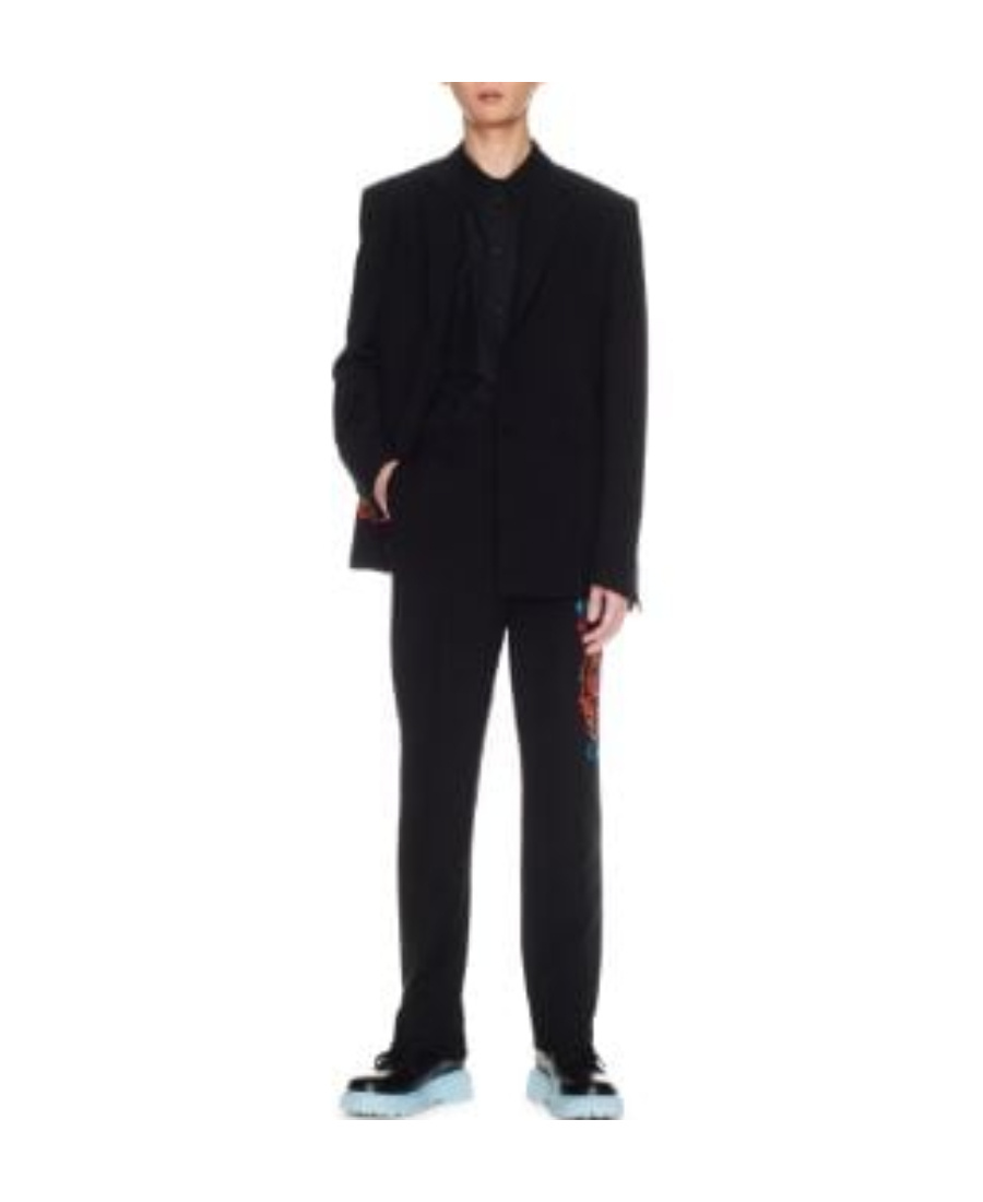 OFF-WHITE OFF-WHITE LOGO EMBROIDERED STRAIGHT LEG TROUSERS