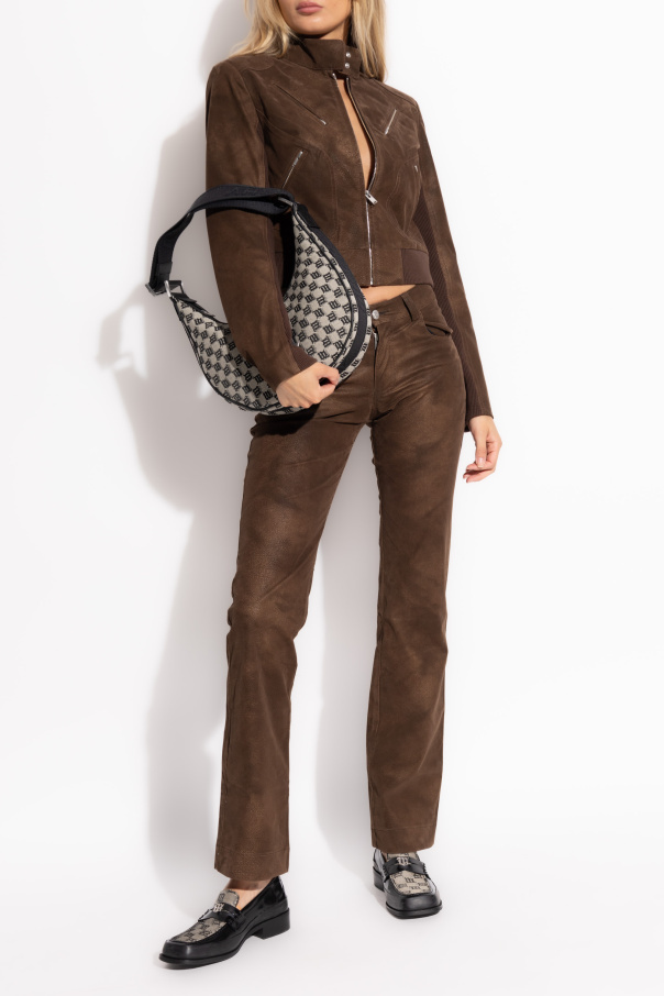 Misbhv Cracked Cropped Faux-leather Jacket In Brown