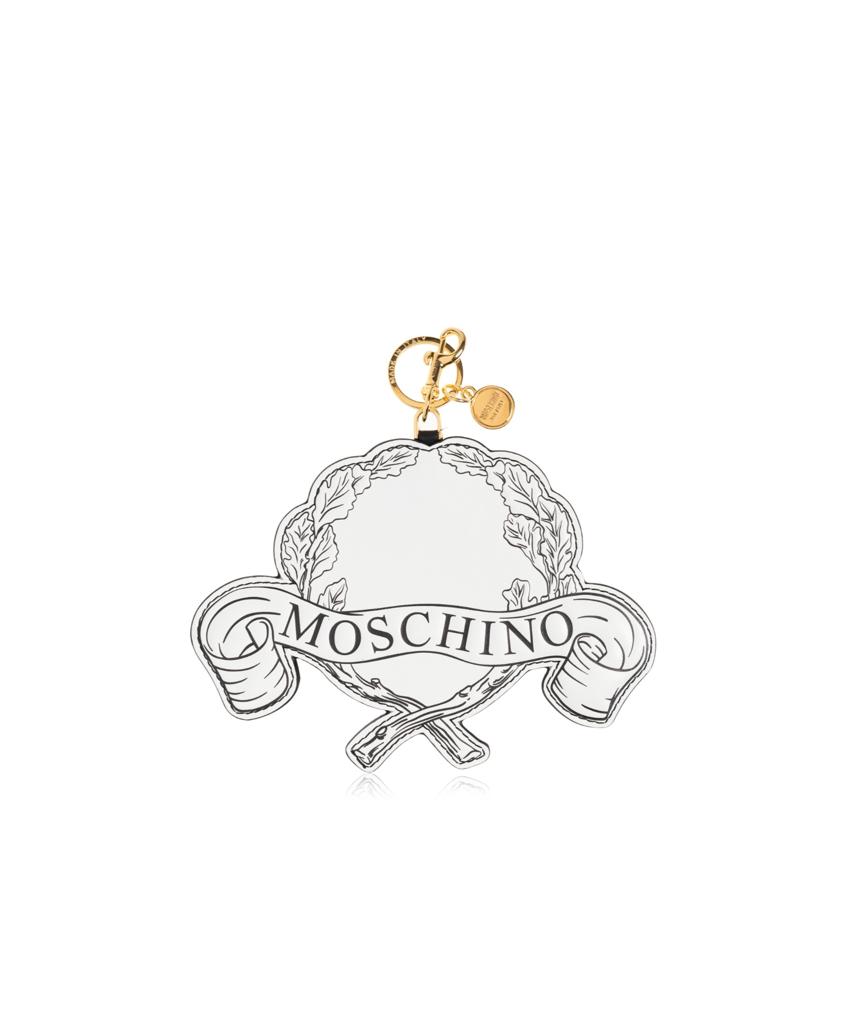 Moschino Badge Key Chain In White