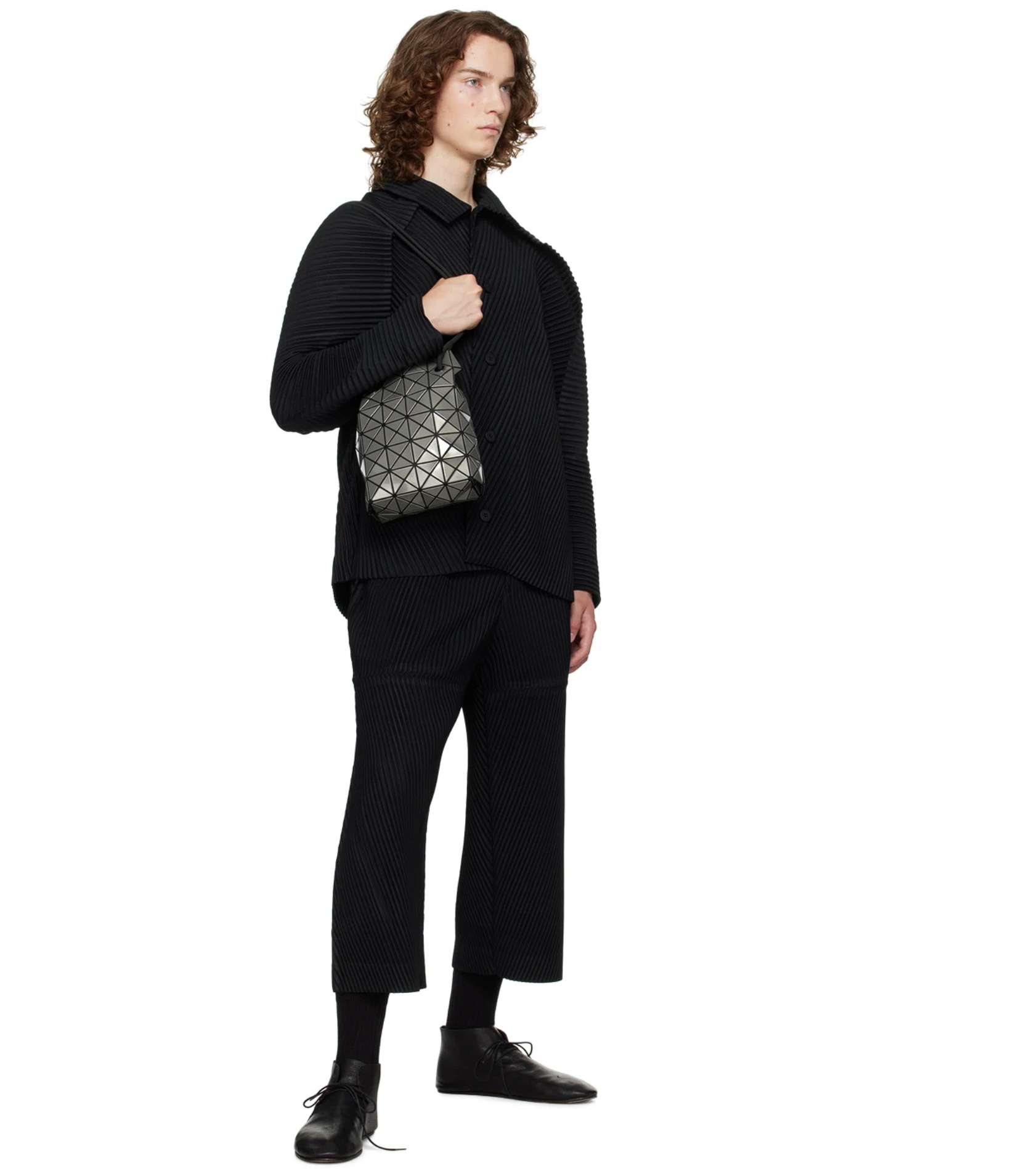 Bao Bao Issey Miyake Geometric-design Drawstring Shoulder Bag In Black