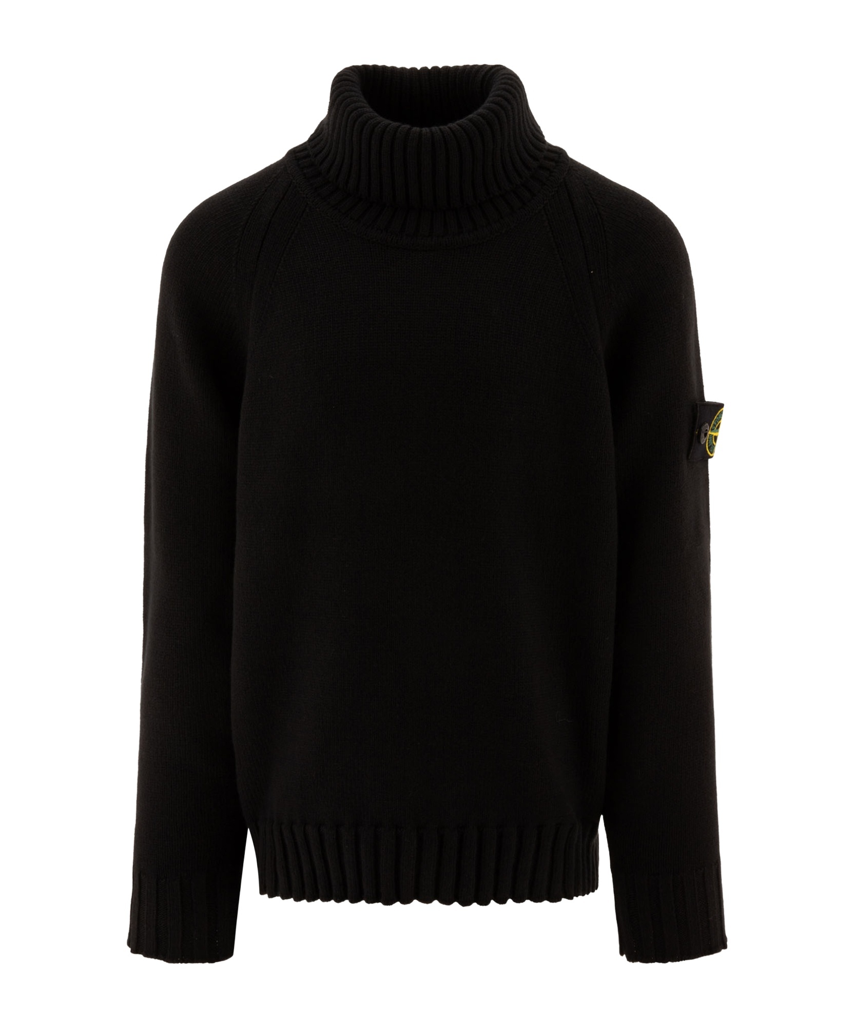 Stone Island Junior Compass Patch Turtleneck Jumper In Black