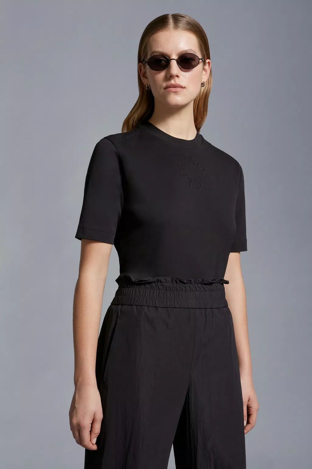 Moncler Cotton Jersey Crewneck T-shirt In Black