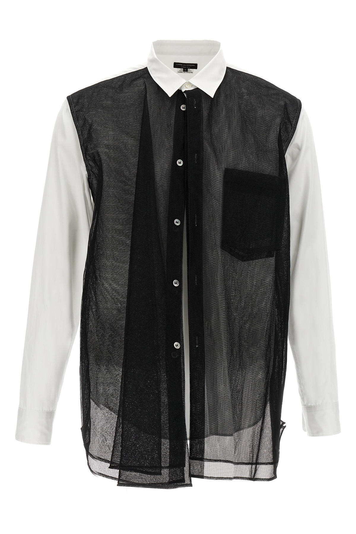 Comme Des Garçons Sheer Overlay Shirt Chest Pocket Detail