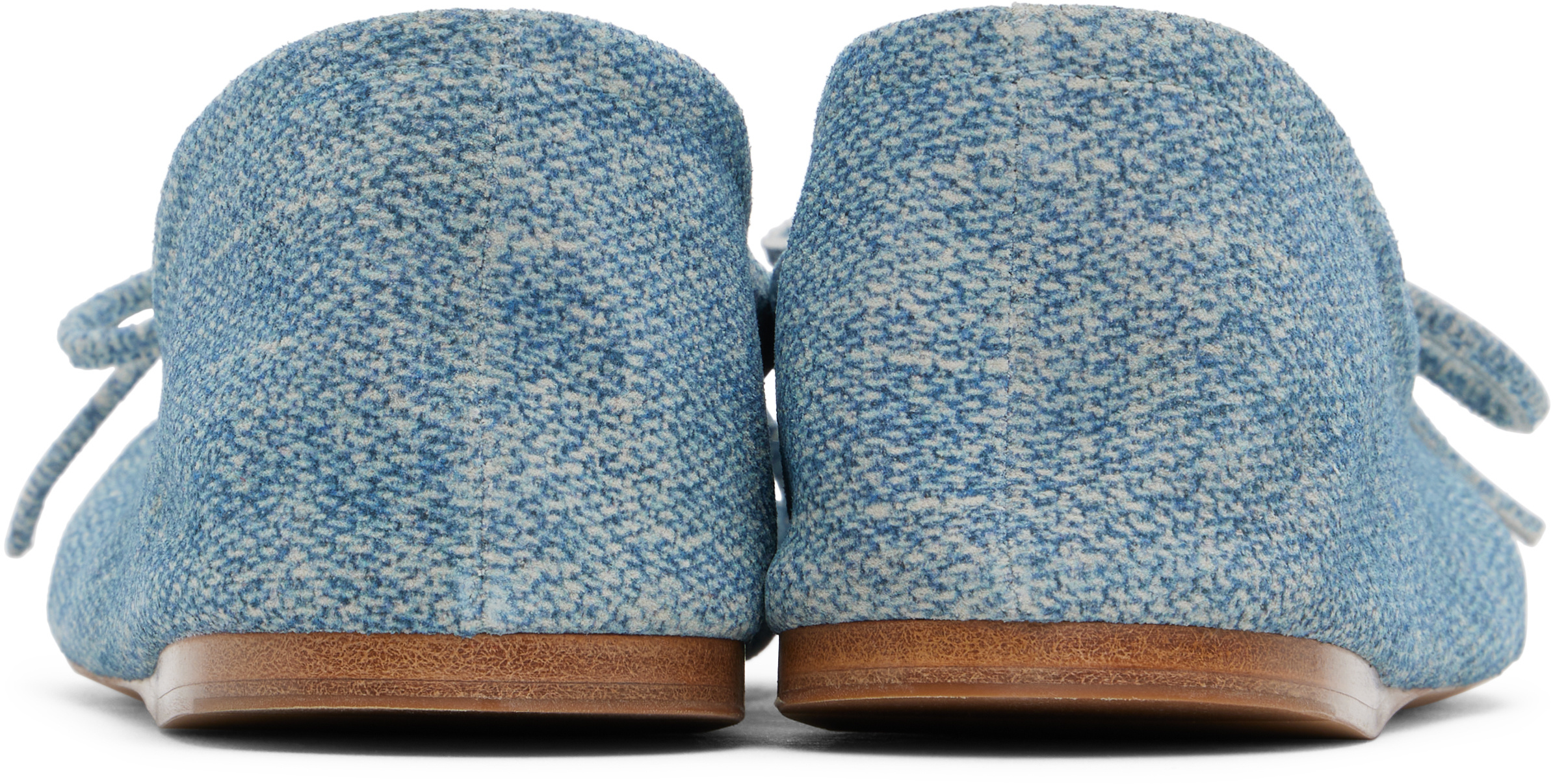 Jw Anderson Blue Calf Suede Print Ballerina Flats In Gray