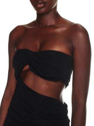 Off-white Vi-crepe Draped Strapless Mini Dress In Black
