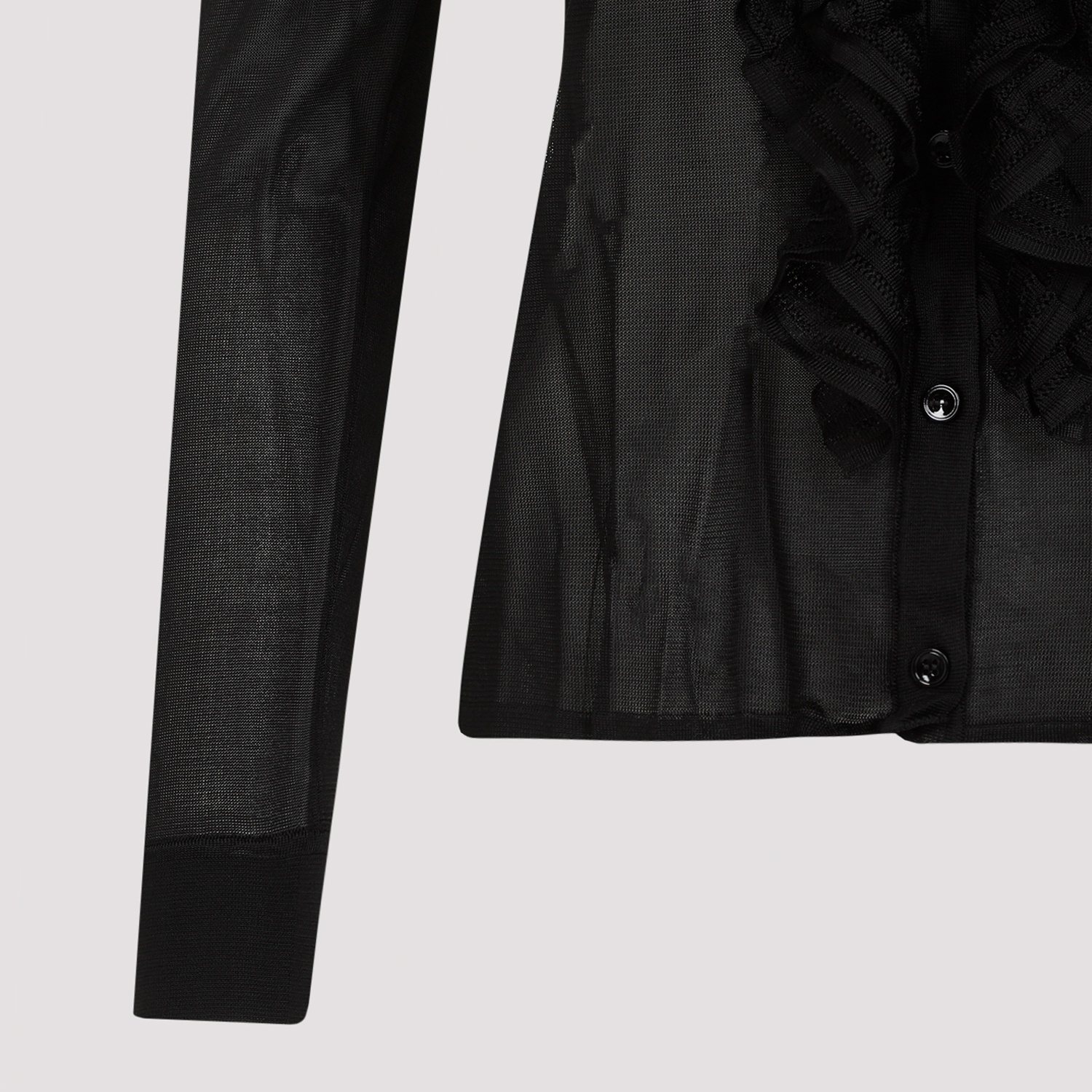 Tom Ford Ruffle-panel Long-sleeve Shirt In Black