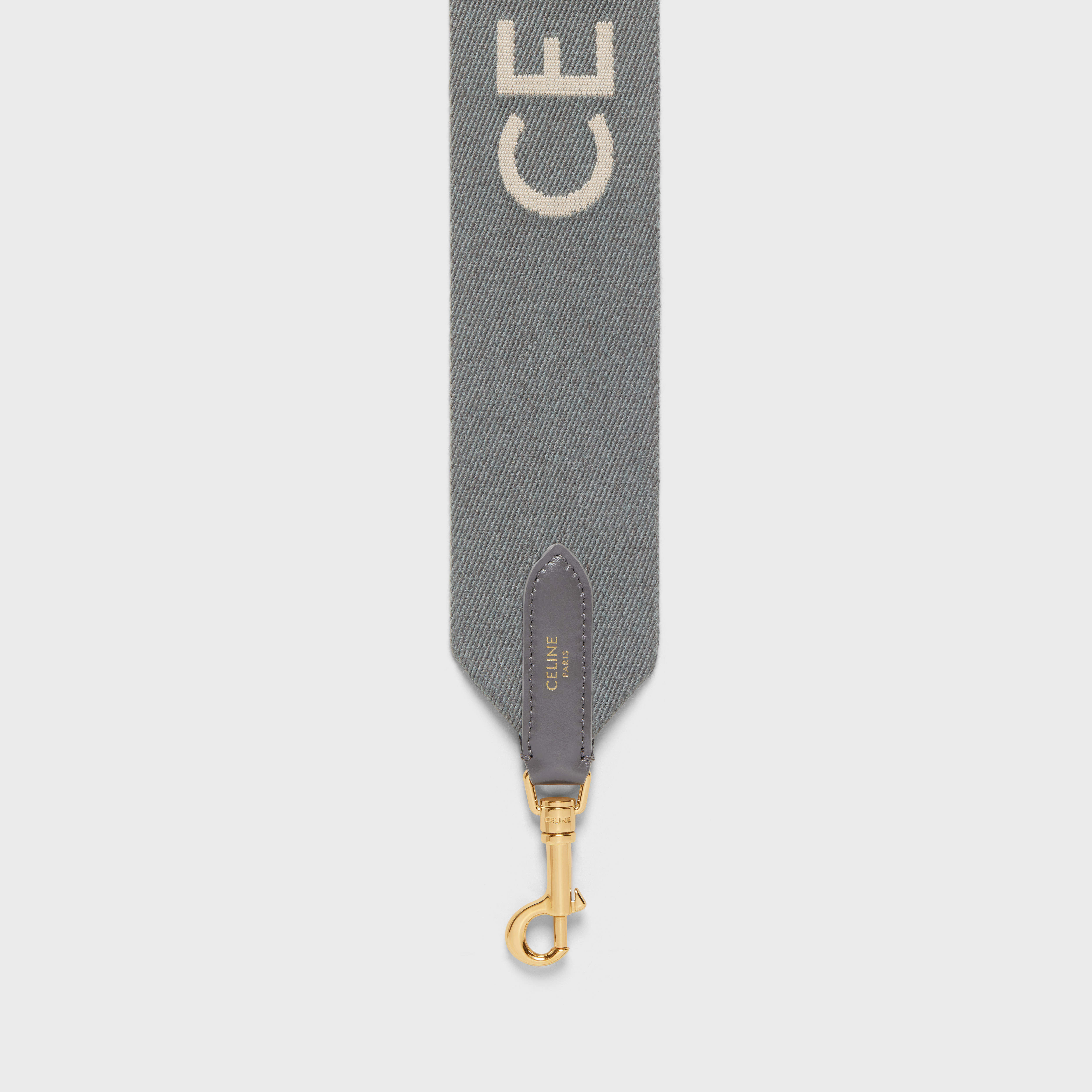 Celine Jacquard Wool Short Shoulder Strap In Gray
