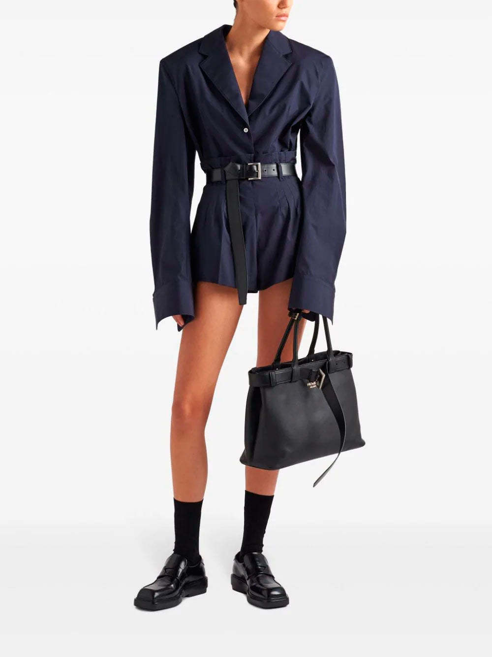 Prada Women Single-breasted Light Mohair Jacket In Blue