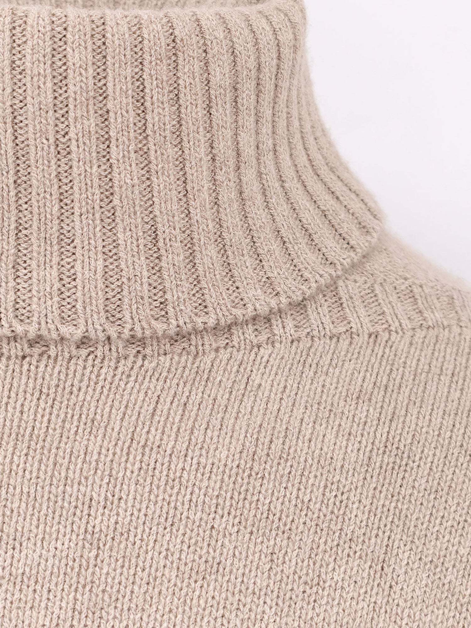 Loro Piana Cashmere Turtleneck Sweater Side Slits In Neutral
