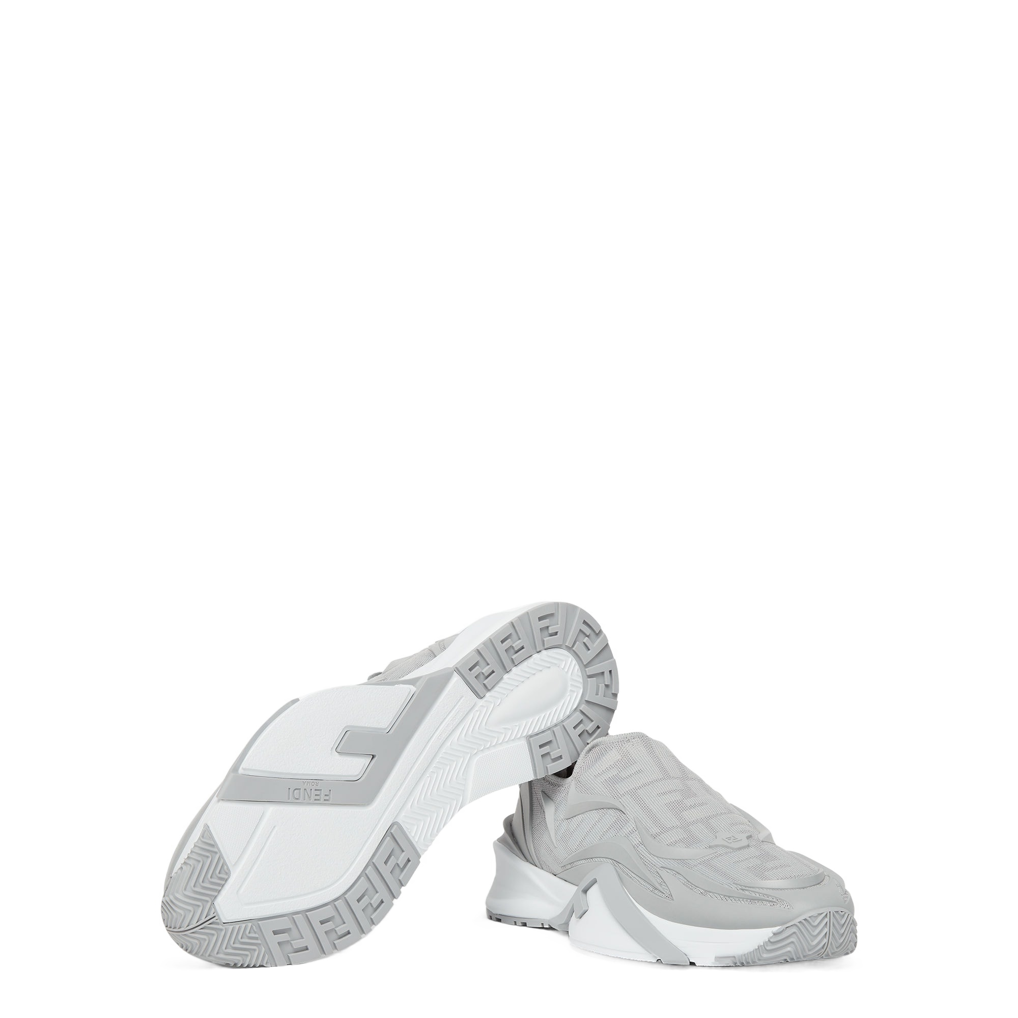 Fendi Flow Embossed Logo Sneakers In Gray