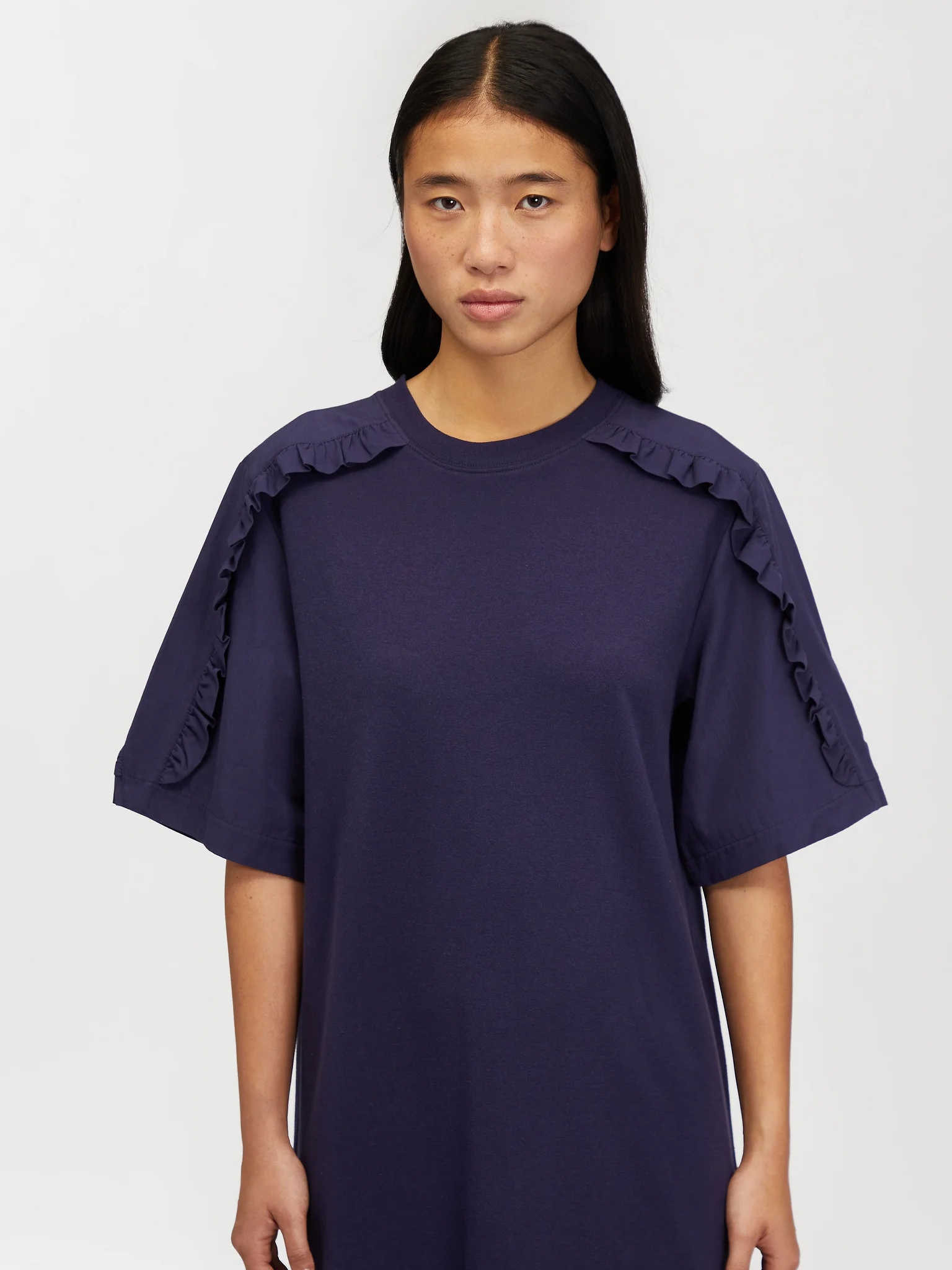 See By Chloé A Dress With Lotus Leaf Edge Details In Blue