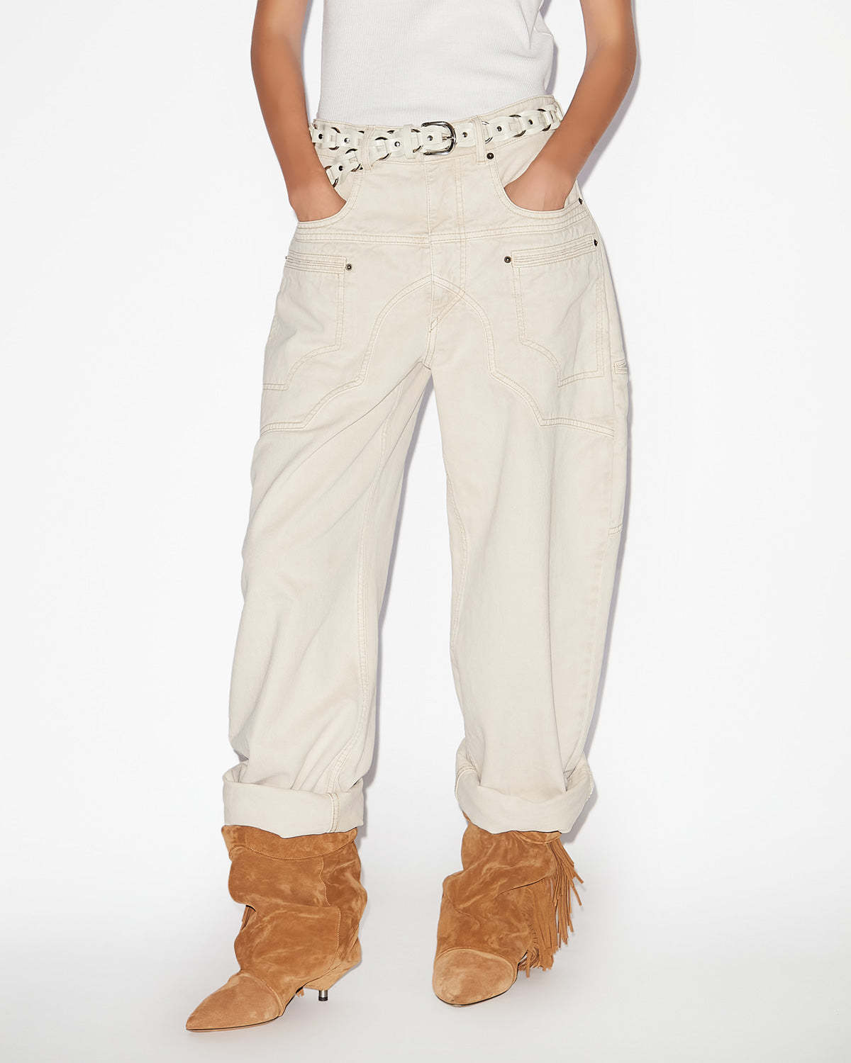 Isabel Marant Wide-leg Beryl Jeans In Ecru In White