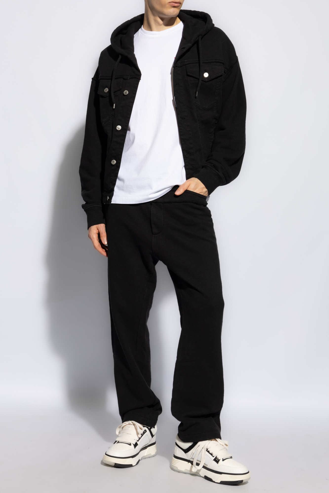 Dsquared2 Denim-panel Cotton Track Pants In Black