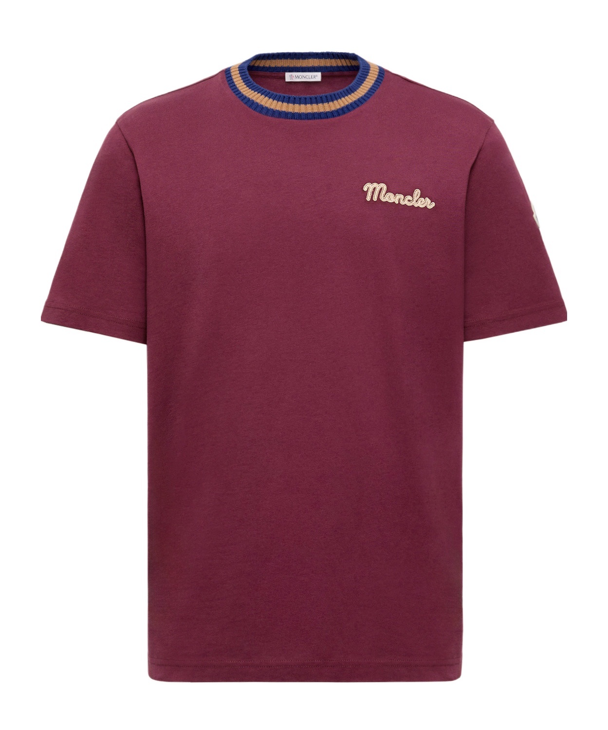 Moncler Logo Cotton Jersey T-shirt In Burgundy