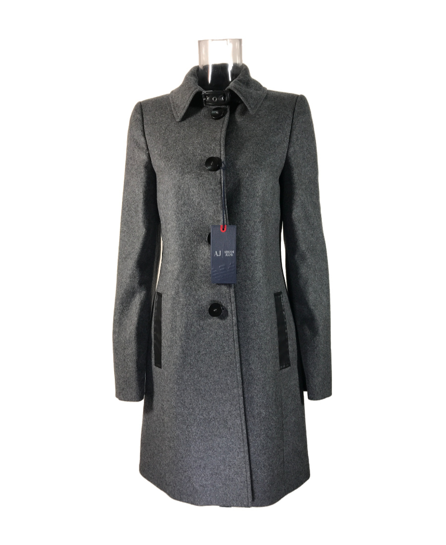 Armani Jeans Long-sleeved Lapel Coat In Black