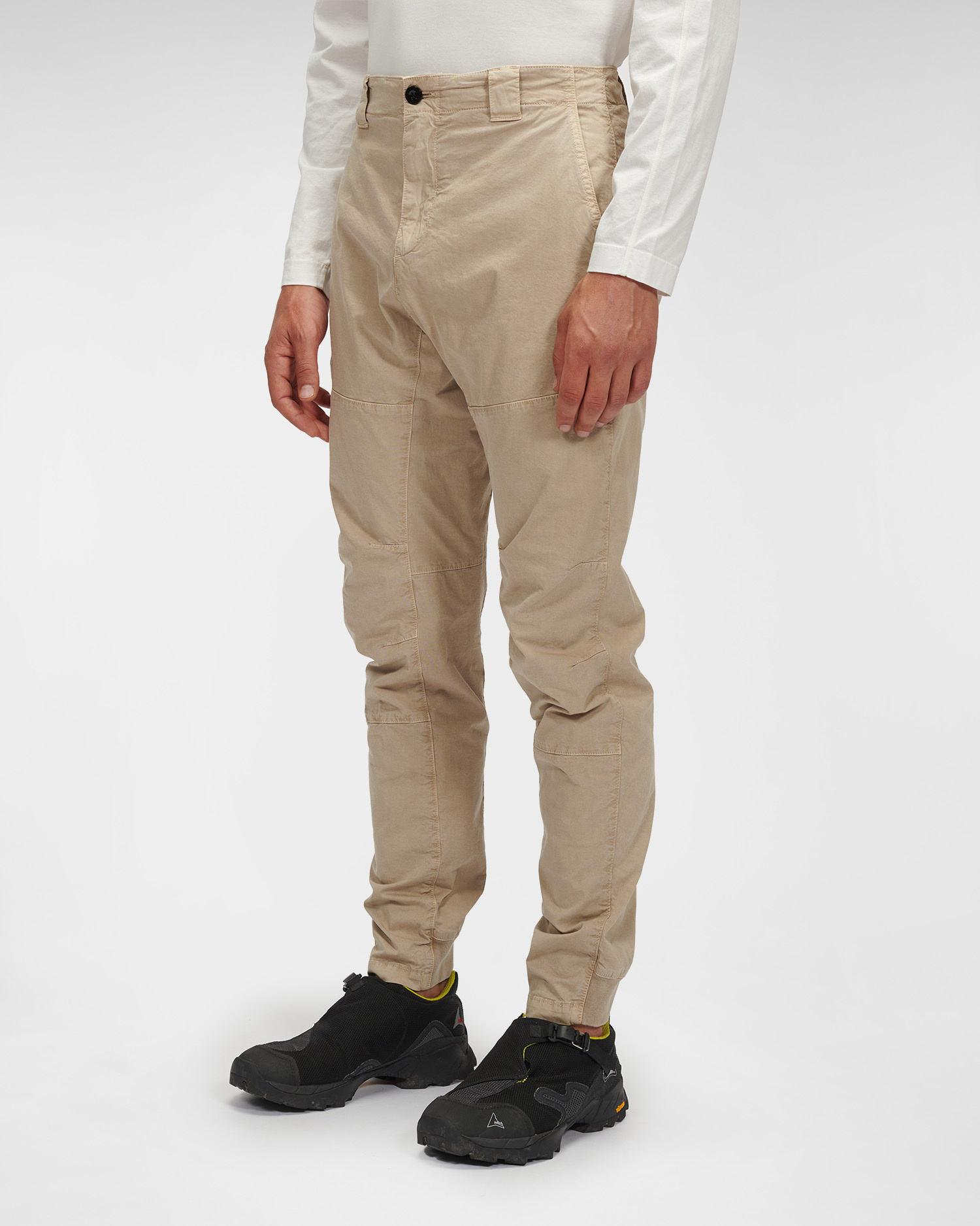 C.p. Company Logo-patch Tapered Trousers In Nude