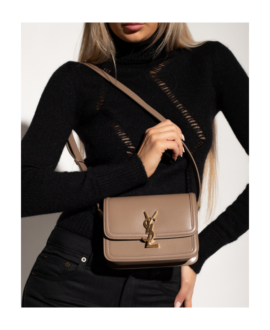 Saint Laurent Logo Shoulder Bag In Brown