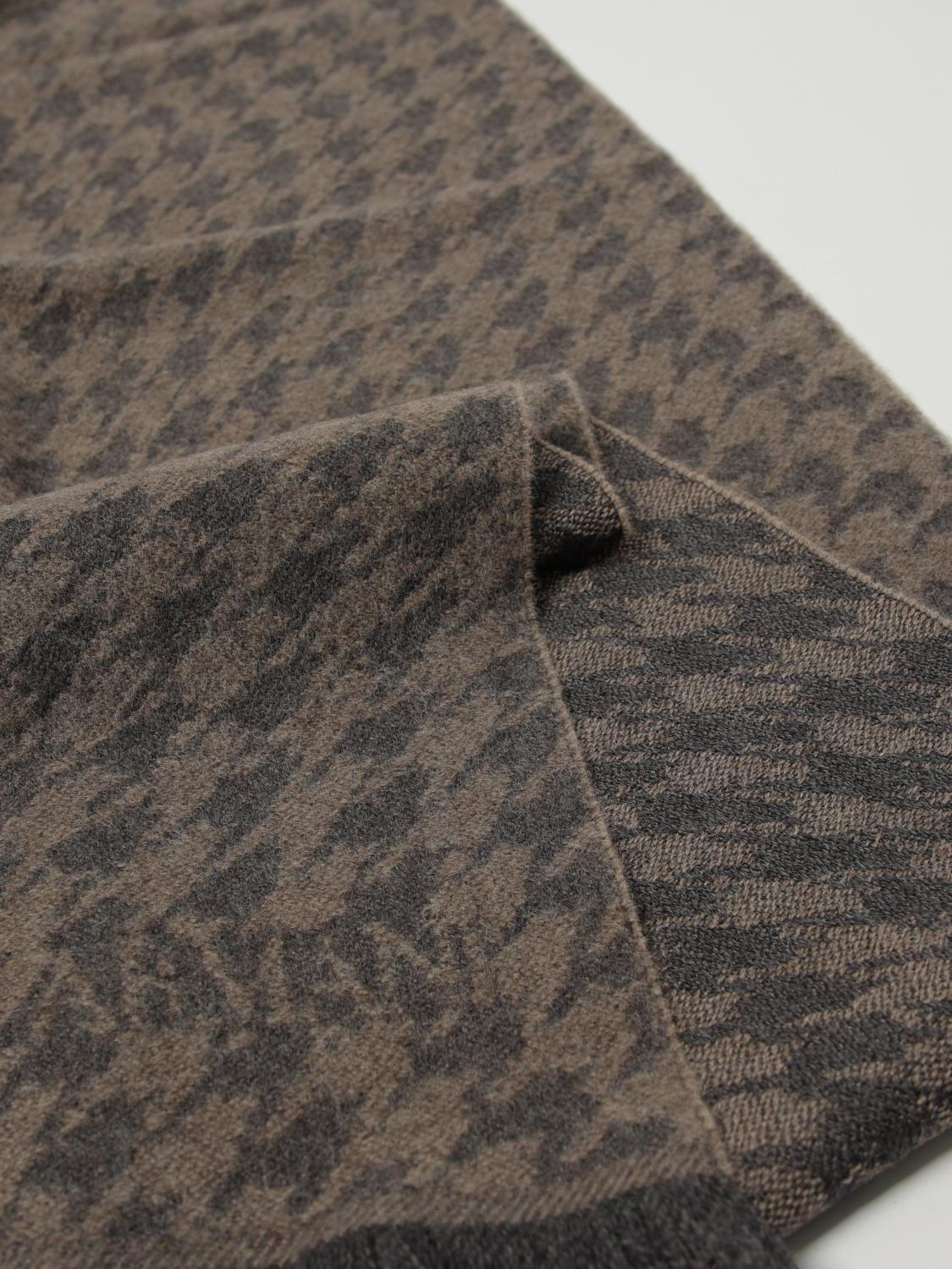 Emporio Armani Houndstooth Jacquard Wool Scarf In Black