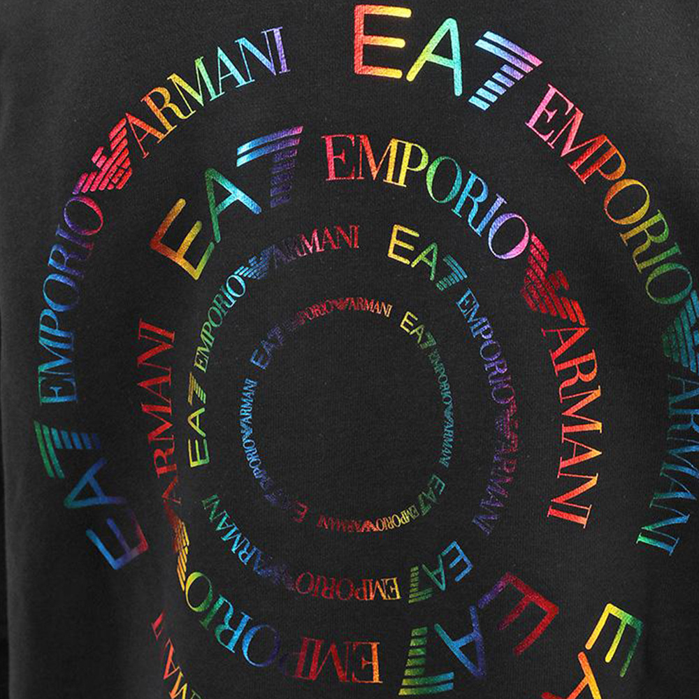 Ea7 Logo-print Drawstring Hoodie In Black