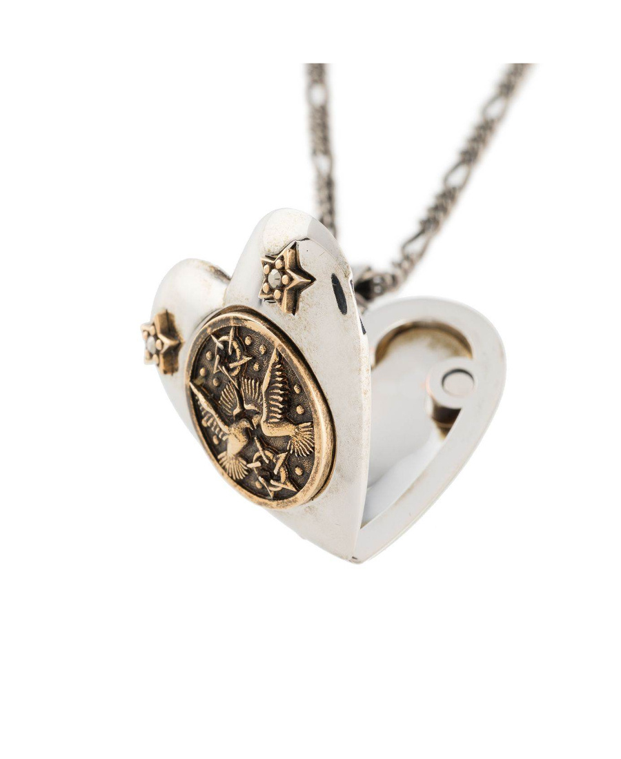 Alexander Mcqueen Heart Locket Necklace In Gray