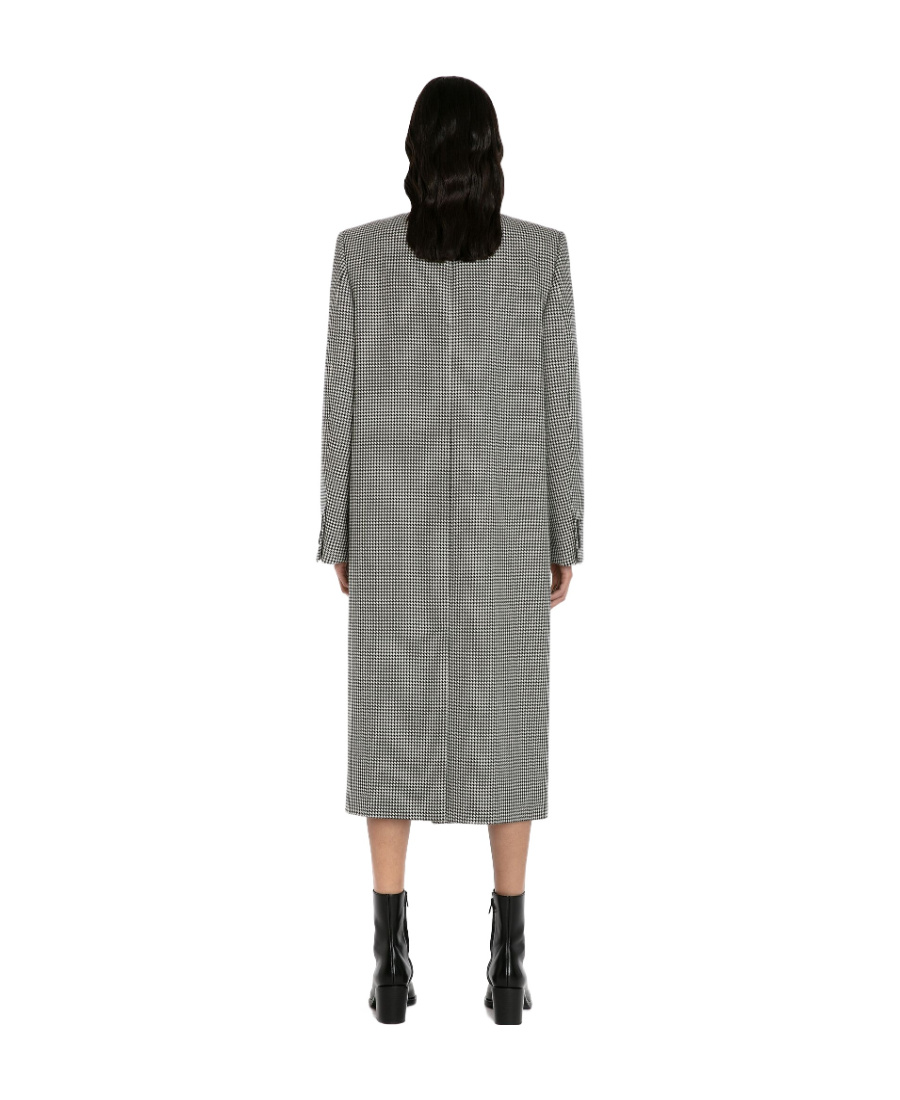 Alexander Mcqueen Houndstooth-pattern Peacoat In Gray