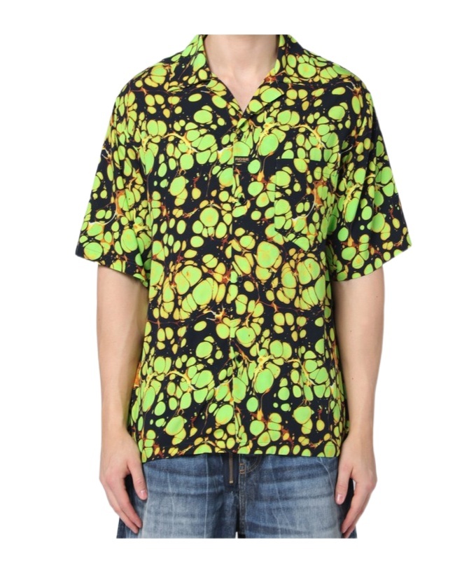 Martine Rose Green Bowling Shirt With Abstract Pattern In Green