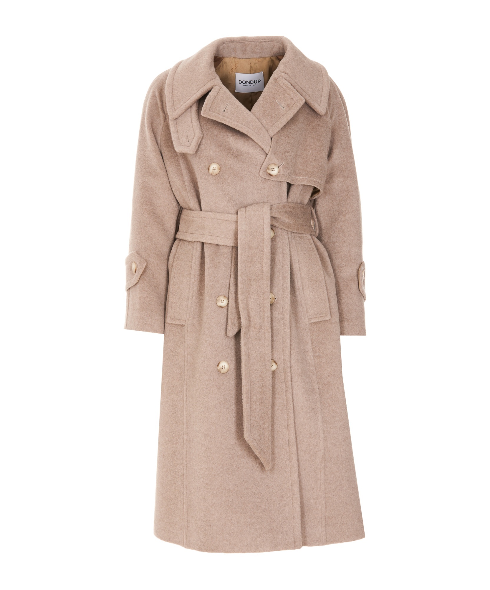 Dondup Double-breasted Coat In Nude