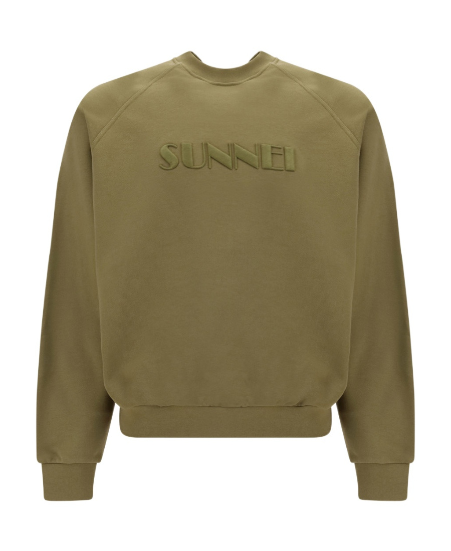 Sunnei Logo Embroidered Long-sleeved Sweatshirt In Green