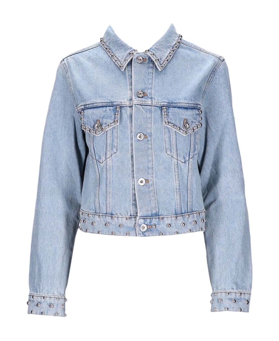 Rabanne Lapel Long-sleeved Denim Jacket In Blue