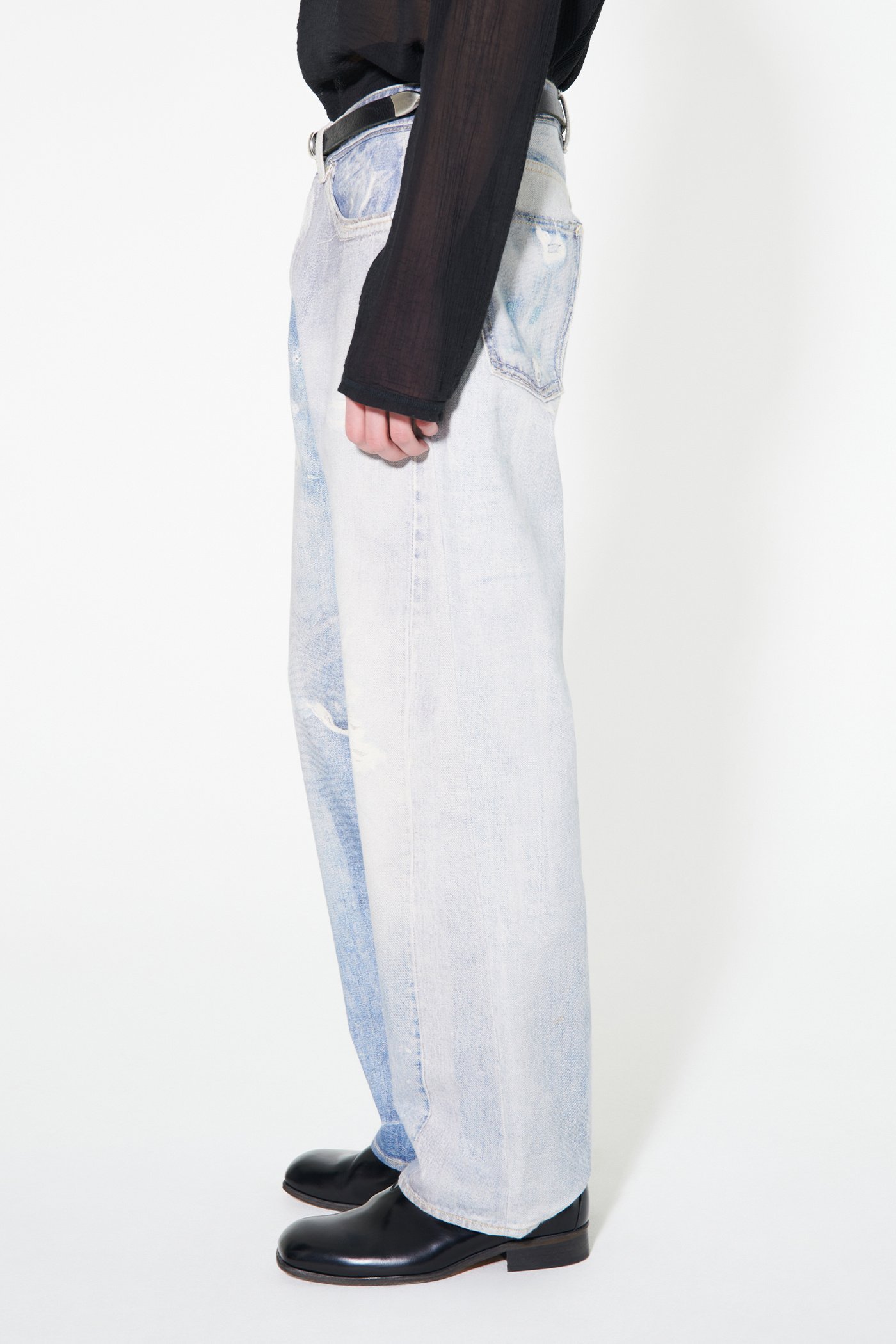 Our Legacy Mens Digital Denim Print Third Cut Faded-wash Denim Jeans In Blue