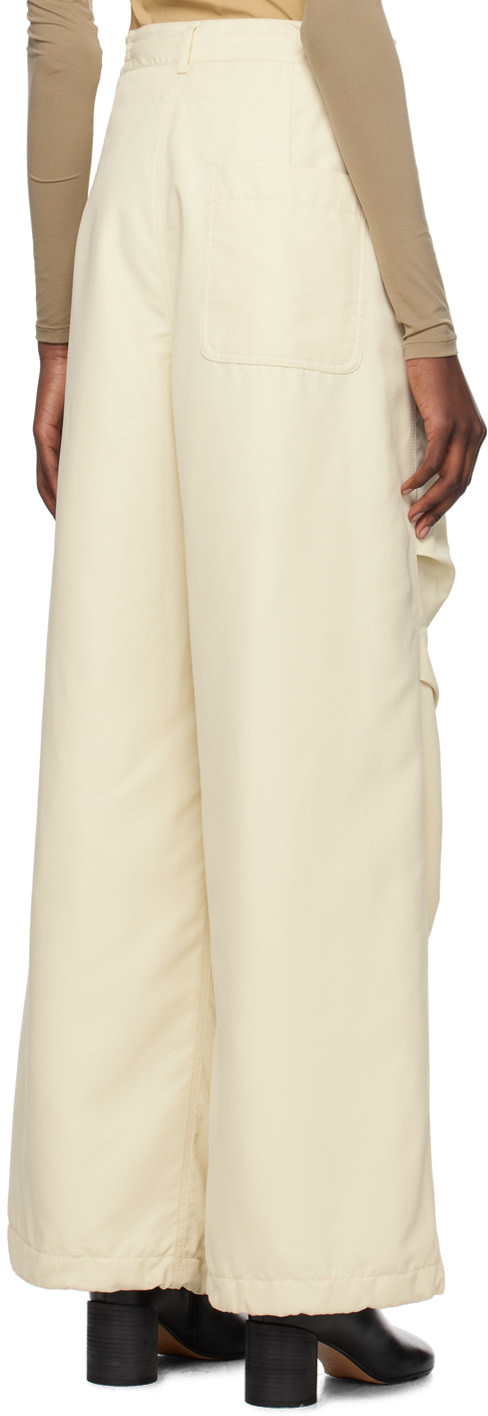 Mm6 Maison Margiela Off-white Wide-leg Trousers In Nude