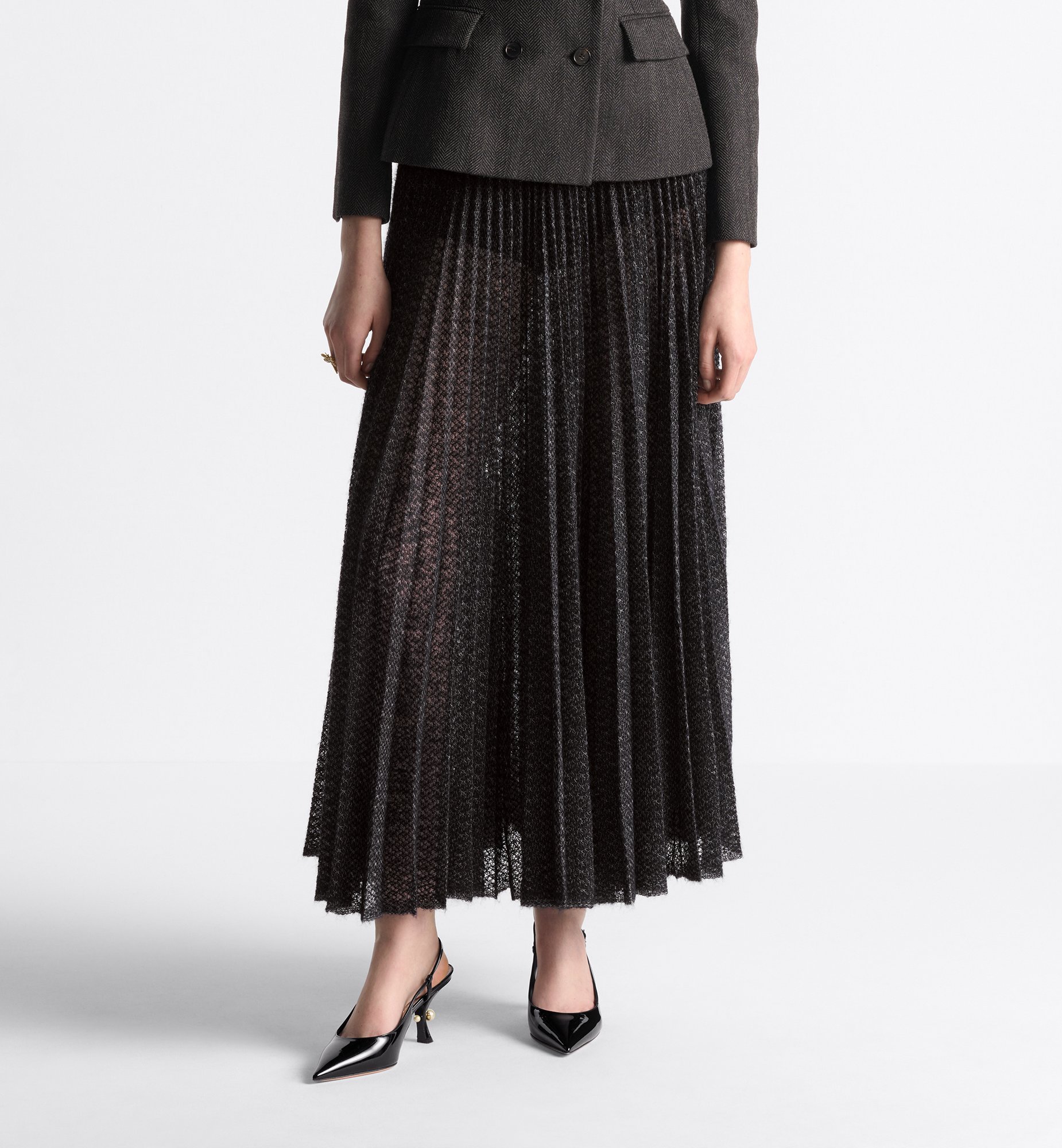 Dior Pleated Detail Skirt In Black