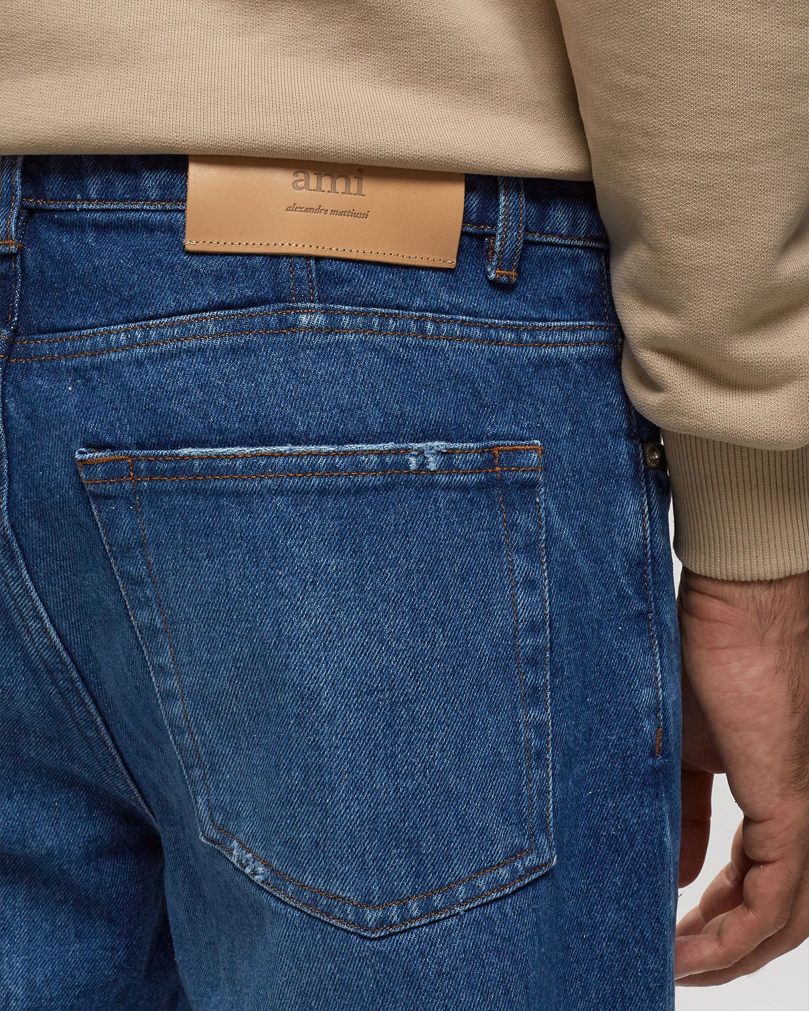 Ami Alexandre Mattiussi Ami Paris Logo Patch Used Effect Jeans In Blue