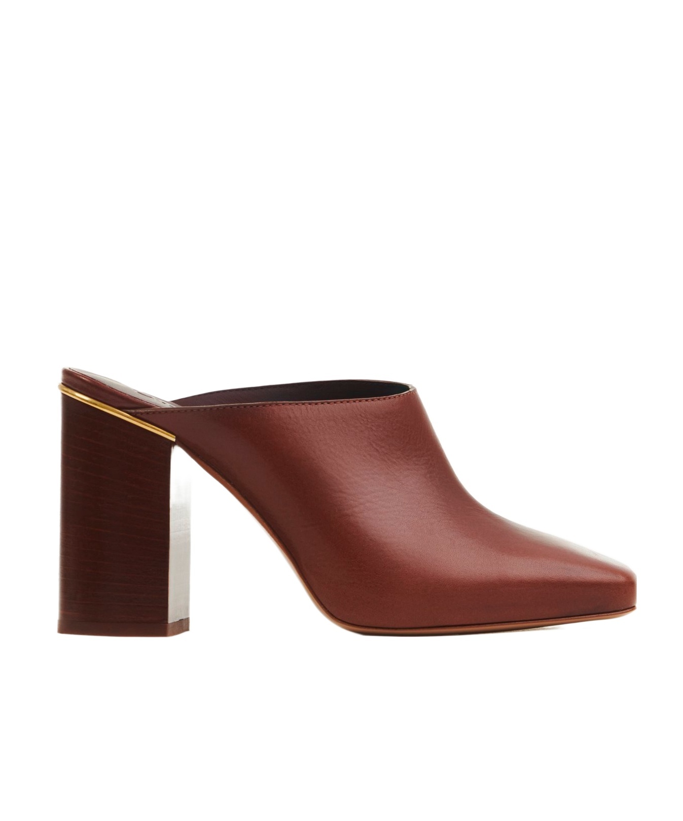 Chloé Ambre Calfskin Block-heel Mules In Brown