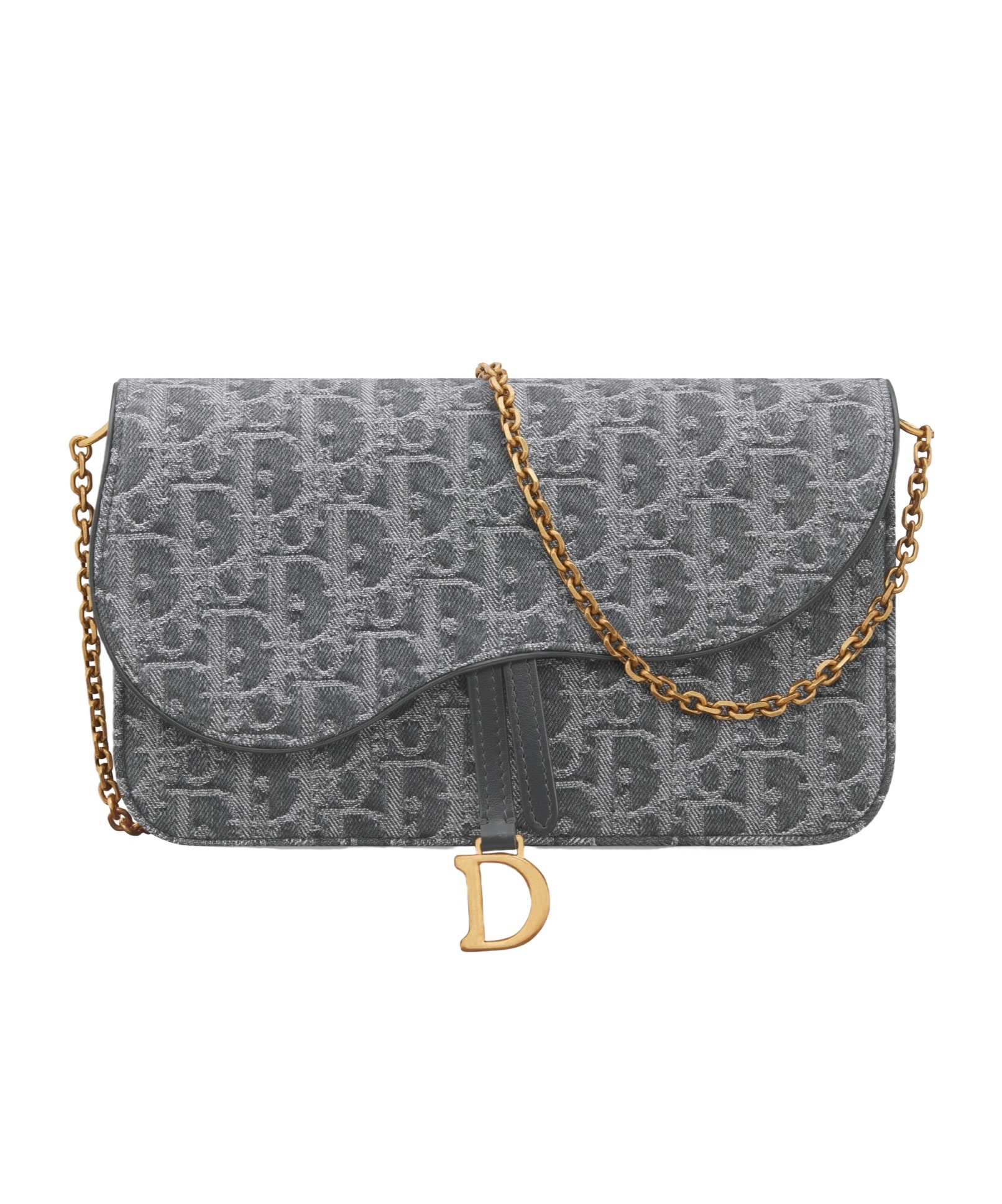 Dior Medium Saddle Pouch With Chain In Gray