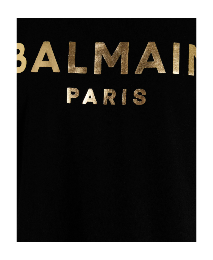 Shop Balmain Eco-designed Cotton T-shirt With Paris Logo Print In Black