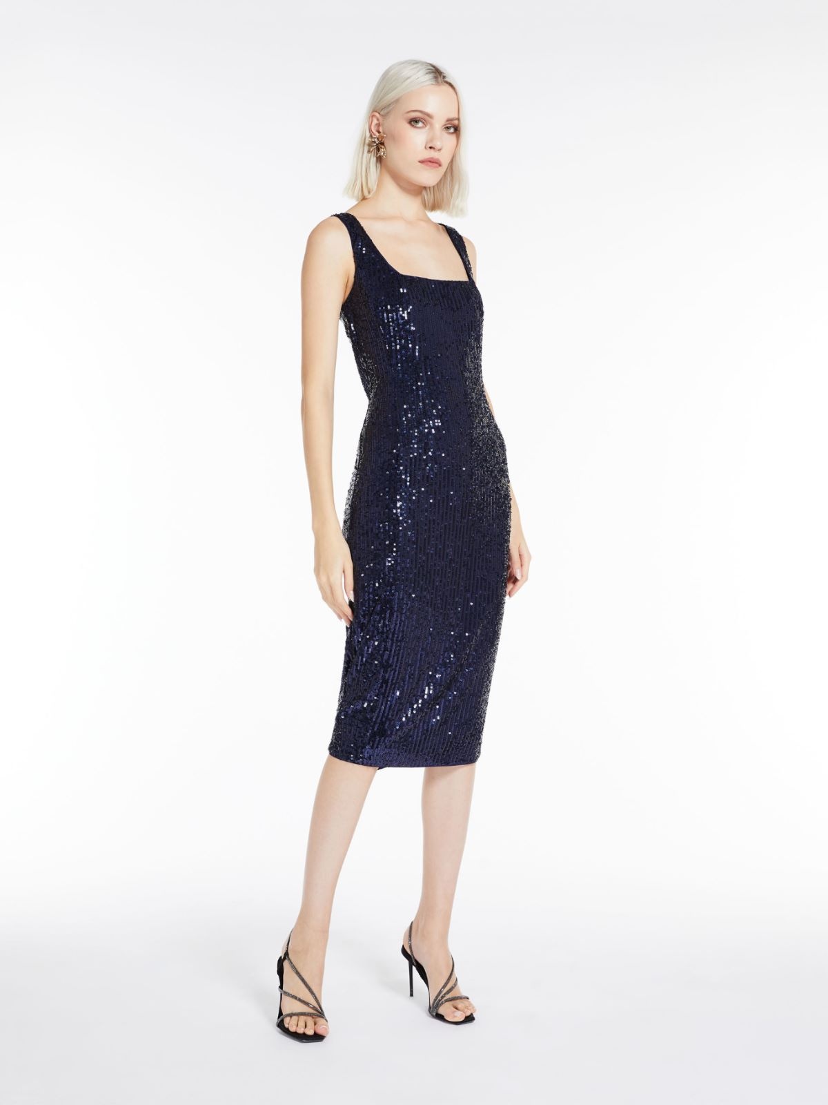 Max Mara Sequined Tight Dress In Black