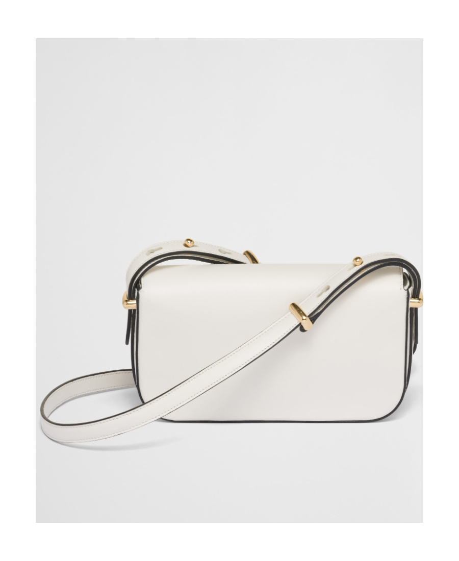 Prada Triangle Flap Leather Shoulder Bag In White