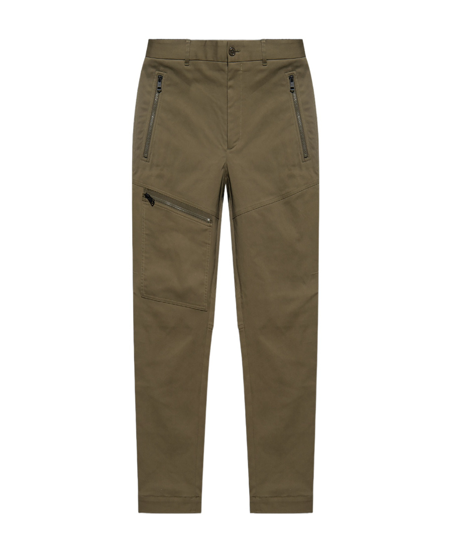 Moncler Logo-patch Straight-leg Trousers In Green